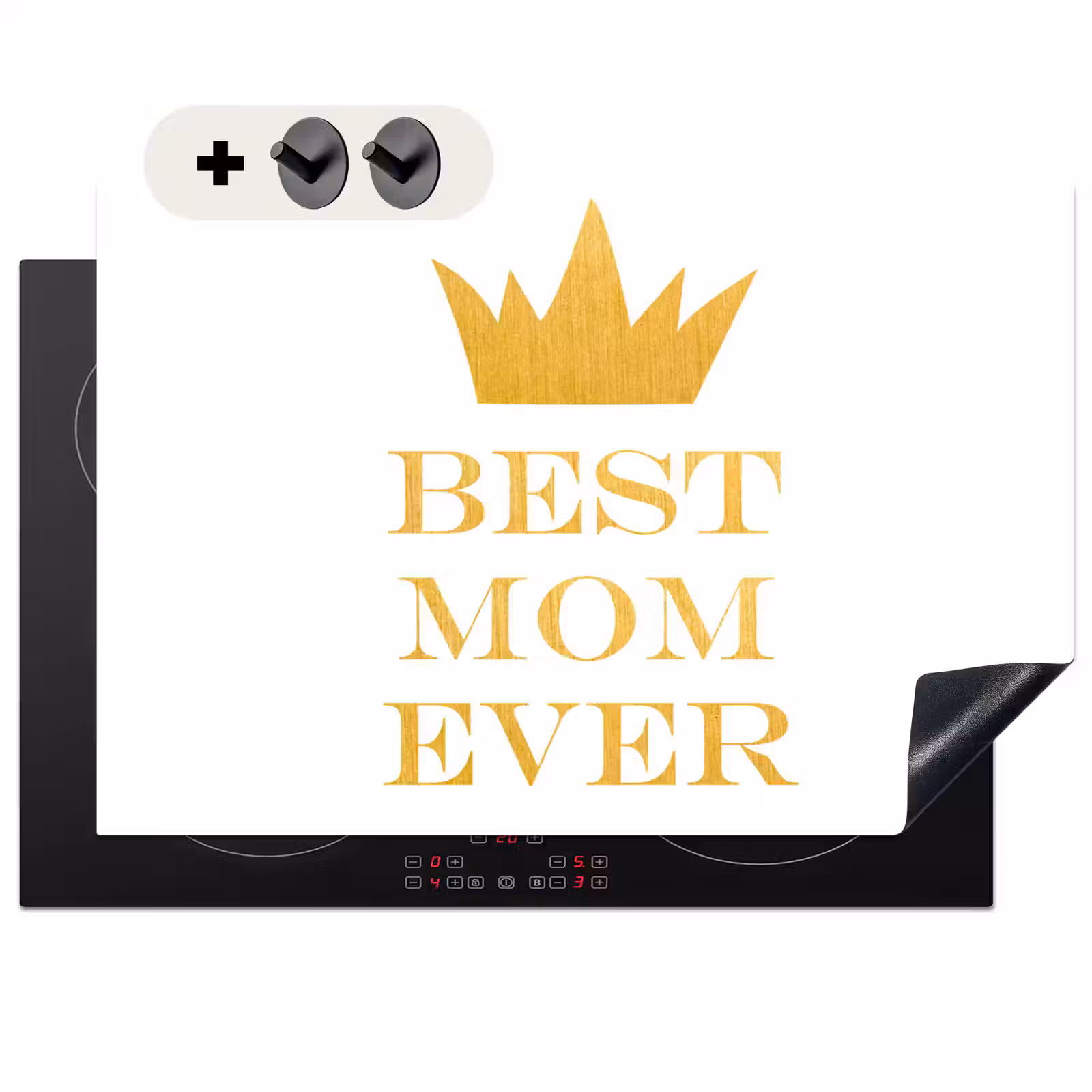 2-in-1 Herdabdeckplatte & Spritzschutz - Zitate - Die beste Mutter aller Zeiten - Sprichwörter - Mum - Quotes - Best mom ever - Spreuken - Mama Inductie beschemer met haakjes klein