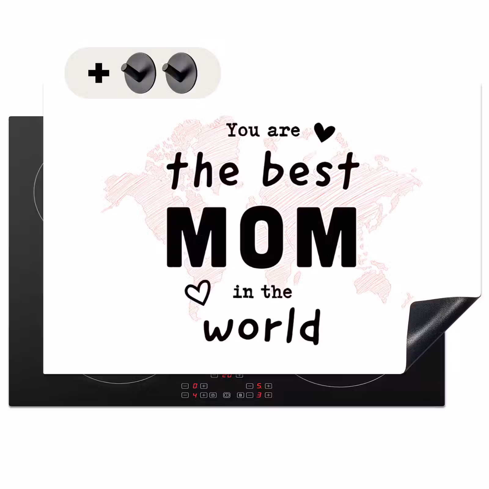 2-in-1 Herdabdeckplatte & Spritzschutz - Zitate - Du bist die beste Mutter der Welt - Sprichwörter - Mum - Quotes - You are the best mom in the world - Spreuken - Mama Inductie beschemer met haakjes klein