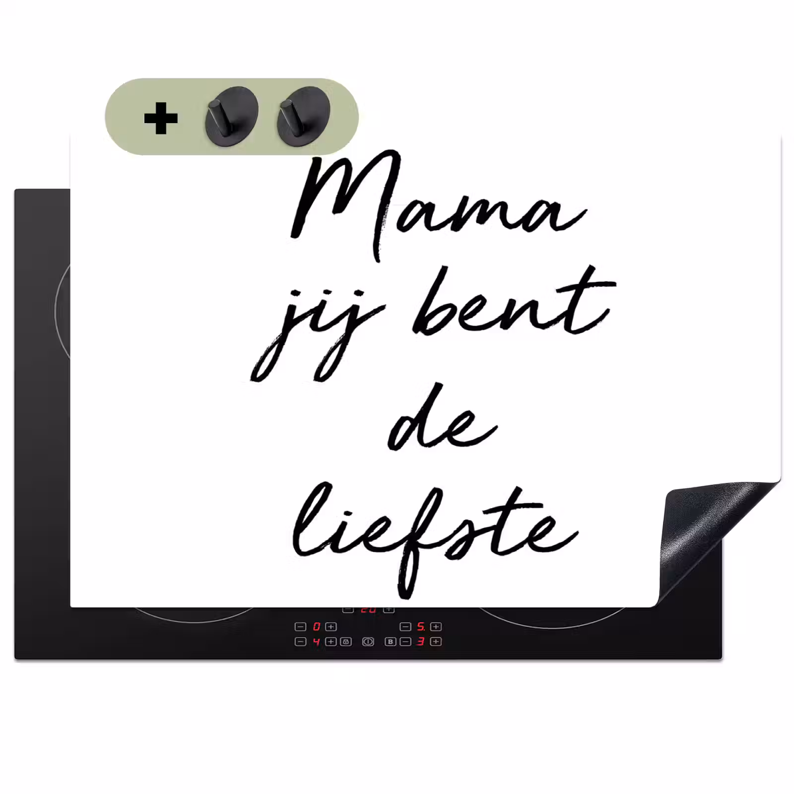 2-in-1 Herdabdeckplatte & Spritzschutz - Zitate - Mama, du bist die Süßeste - Mutter - Sprichwörter - Quotes - Mama jij bent de liefste - Moeder - Spreuken Inductie beschemer met haakjes klein