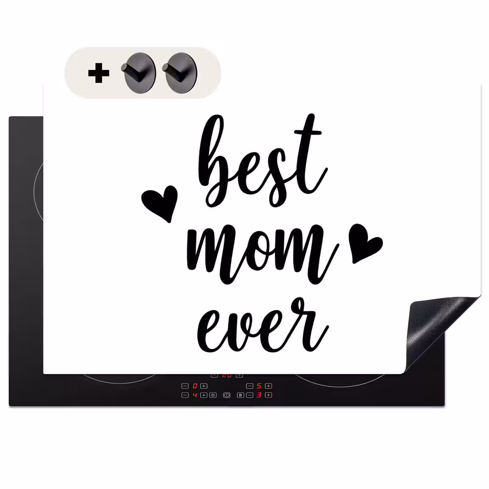 2-in-1 Herdabdeckplatte & Spritzschutz - Zitate - Muttertag - Geschenk - Quotes - Moederdag - Cadeau Inductie beschemer met haakjes klein