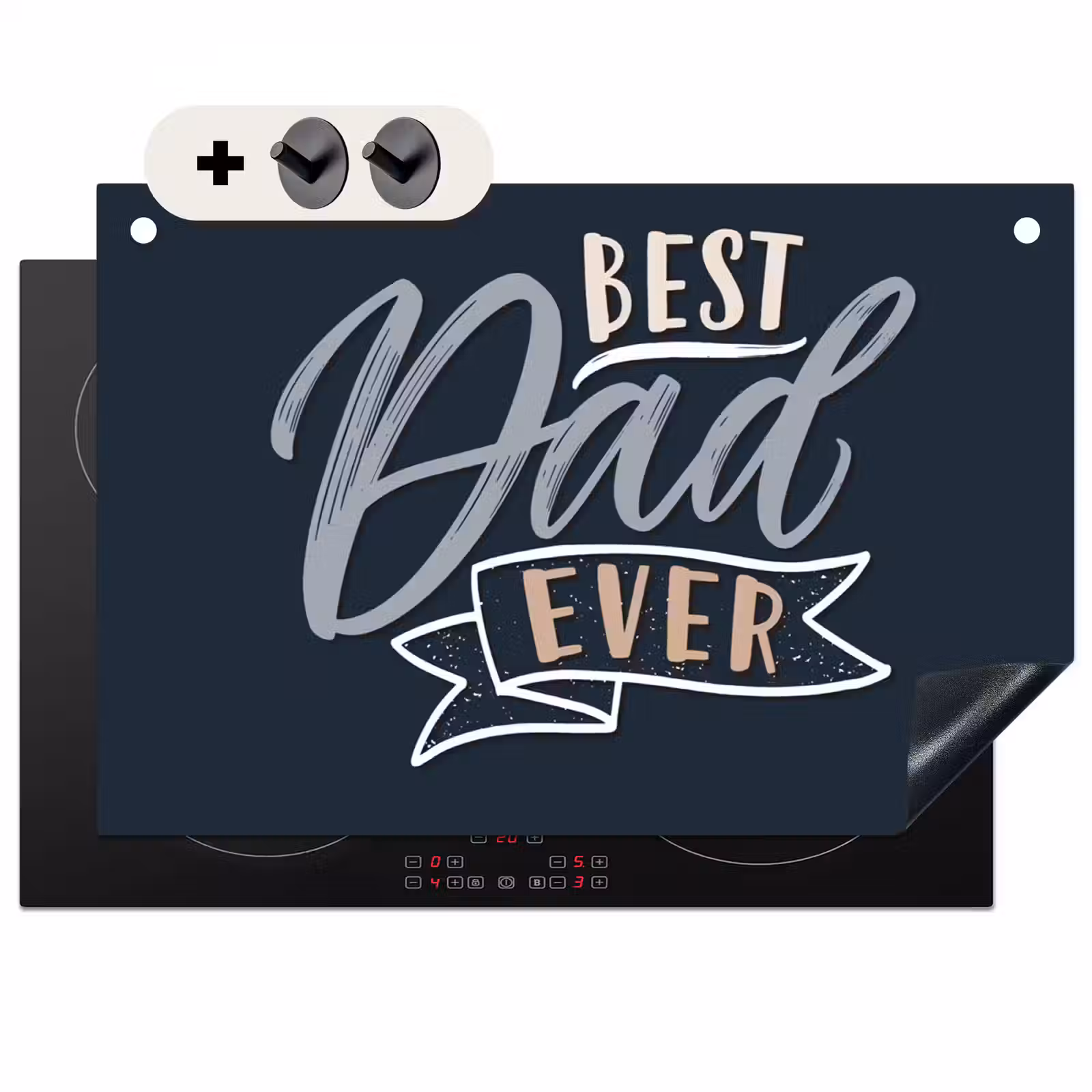 2-in-1 Herdabdeckplatte & Spritzschutz - Zitate - Papa - Bester Papa aller Zeiten - Sprichwörter - Quotes - Papa - Best dad ever - Spreuken Inductie beschemer met haakjes klein