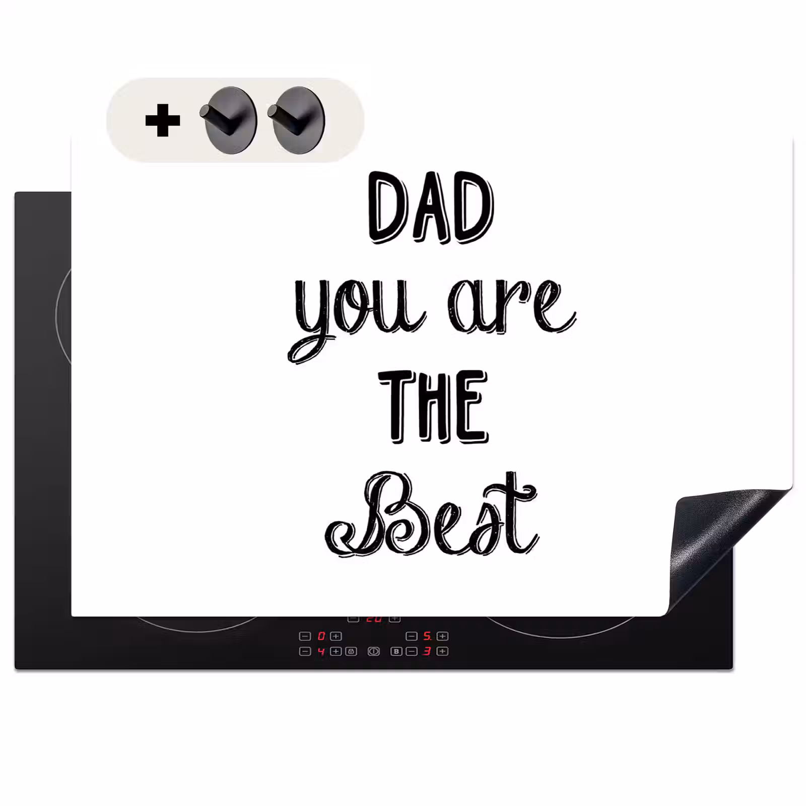 2-in-1 Herdabdeckplatte & Spritzschutz - Zitate - Papa du bist der Beste - Sprichwörter - Papa - Quotes - Dad you are the best - Spreuken - Papa Inductie beschemer met haakjes klein