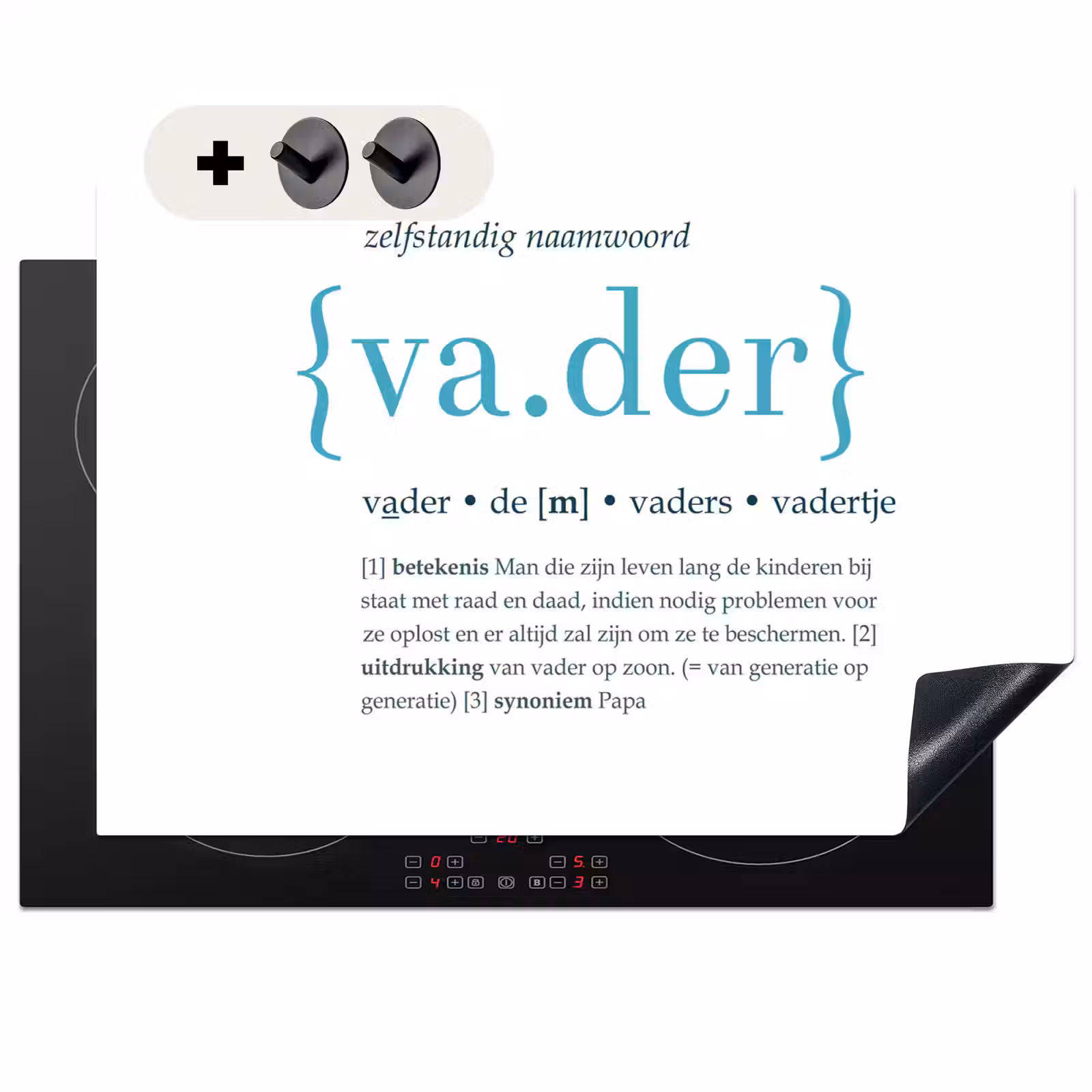 2-in-1 Herdabdeckplatte & Spritzschutz - Zitate - Vater Definition - Sprichwörter - Wörterbuch - Quotes - Vader definitie - Spreuken - Woordenboek Inductie beschemer met haakjes klein