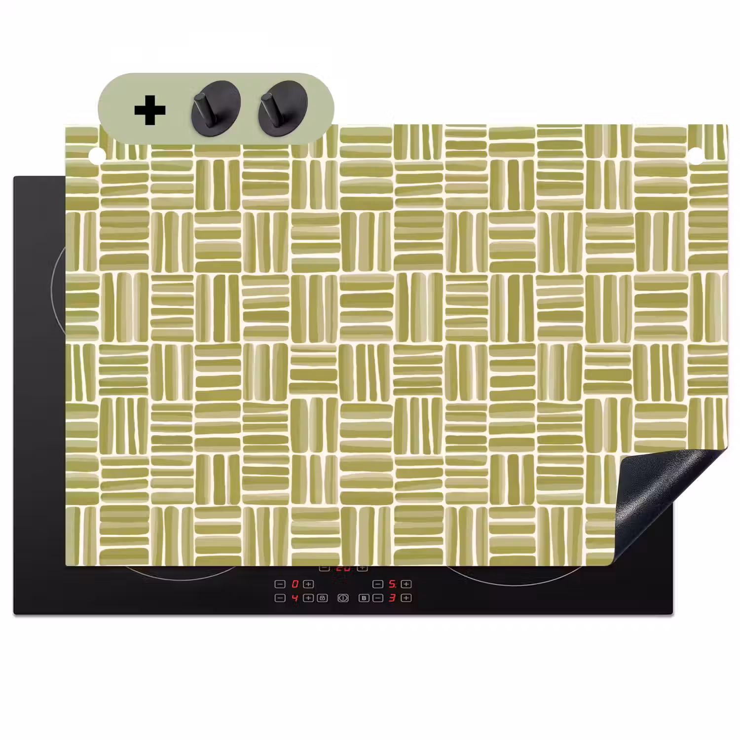 Vlecht - Patroon - Groen Inductie beschemer met haakjes klein 777 -3d