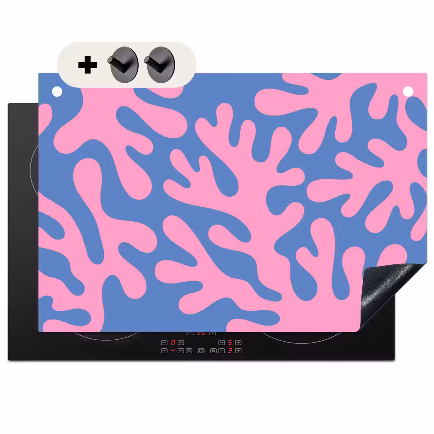Abstract - Vormen - Roze - Blauw Inductie beschemer met haakjes klein -3d