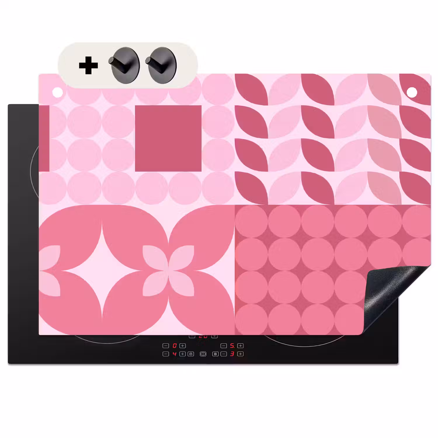 Abstract - Geometrisch - Patroon - Modern - Roze Inductie beschemer met haakjes klein -3d