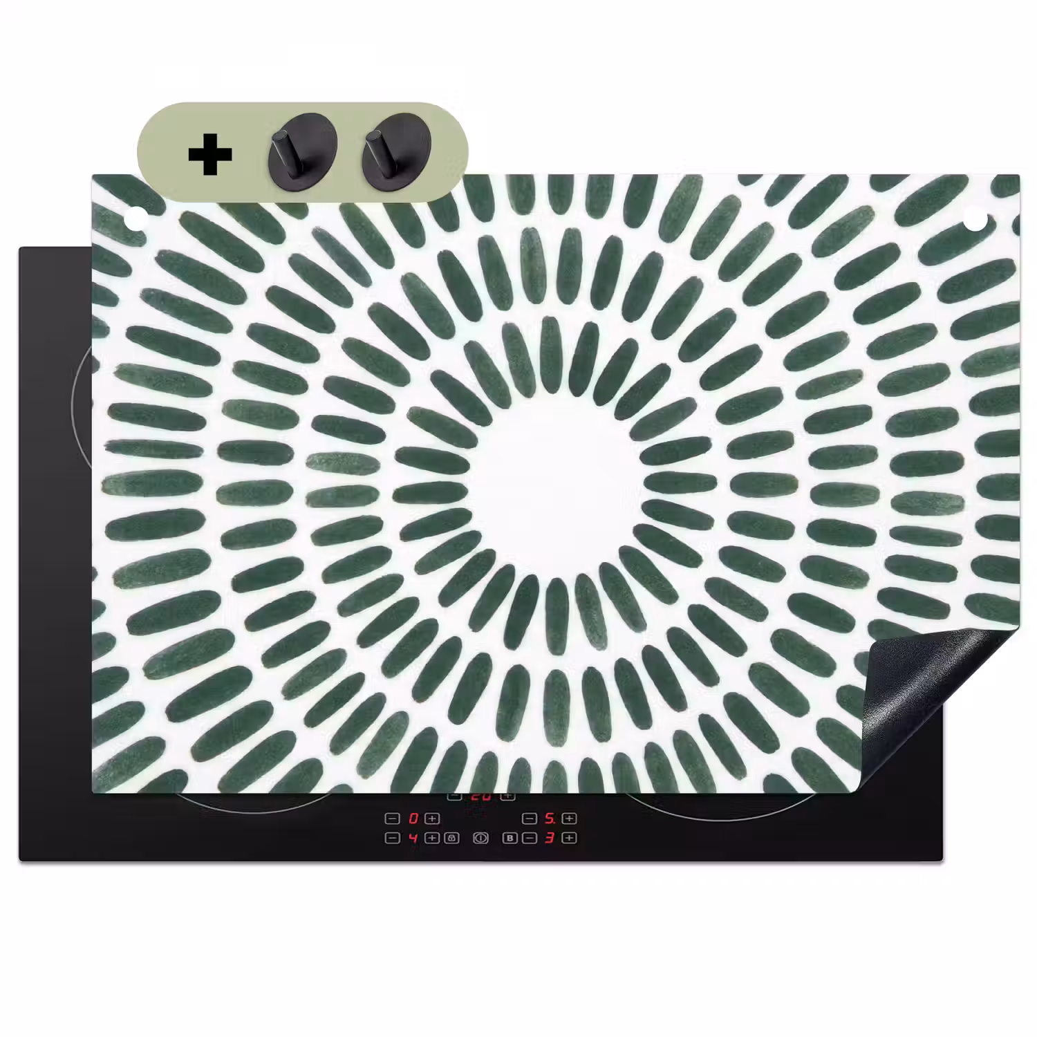 Abstract - Cirkel - Patroon - Modern - Groen Inductie beschemer met haakjes klein -3d