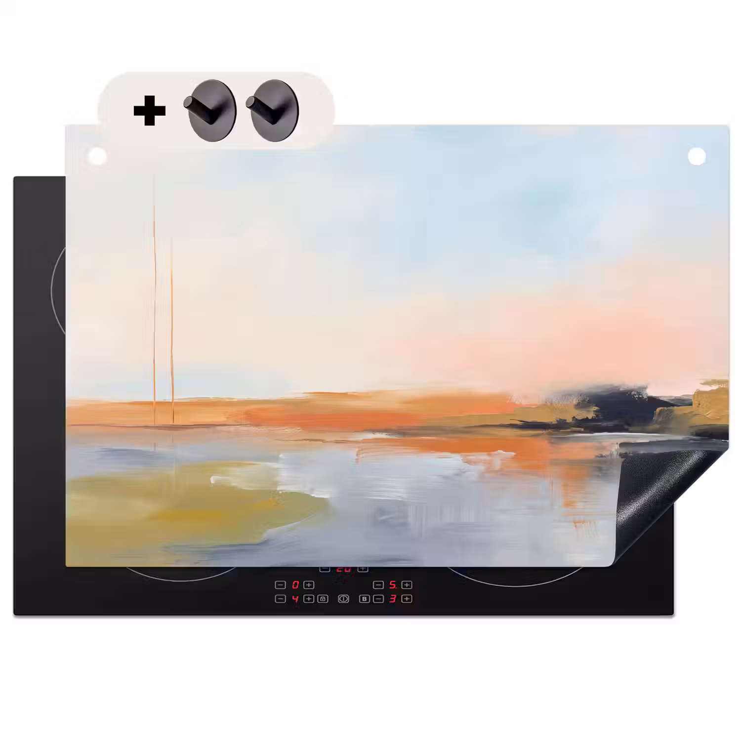Abstract - Landschap - Horizon - Modern - Kleurrijk Inductie beschemer met haakjes klein -3d