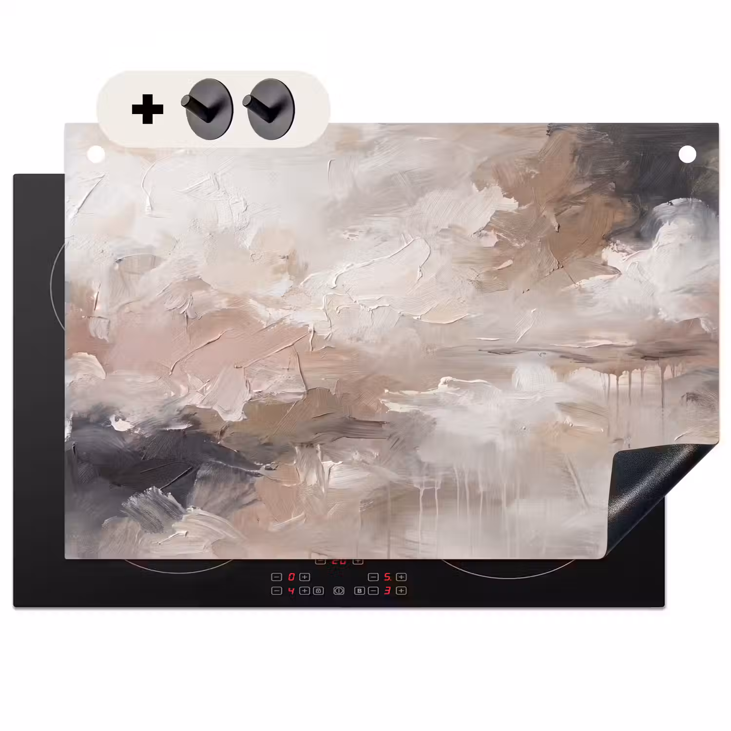 Abstract - Textuur - Kunst - Modern - Beige Inductie beschemer met haakjes klein -3d