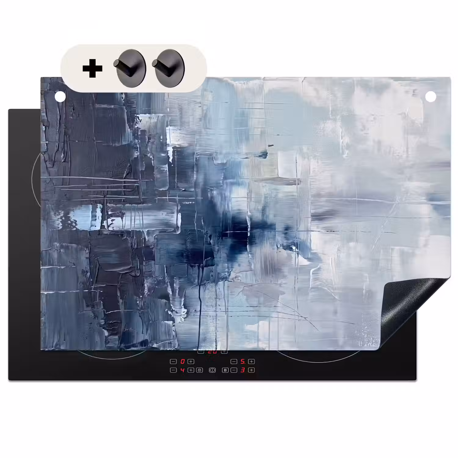 Abstract - Textuur - Kunst - Modern - Blauw Inductie beschemer met haakjes klein -3d