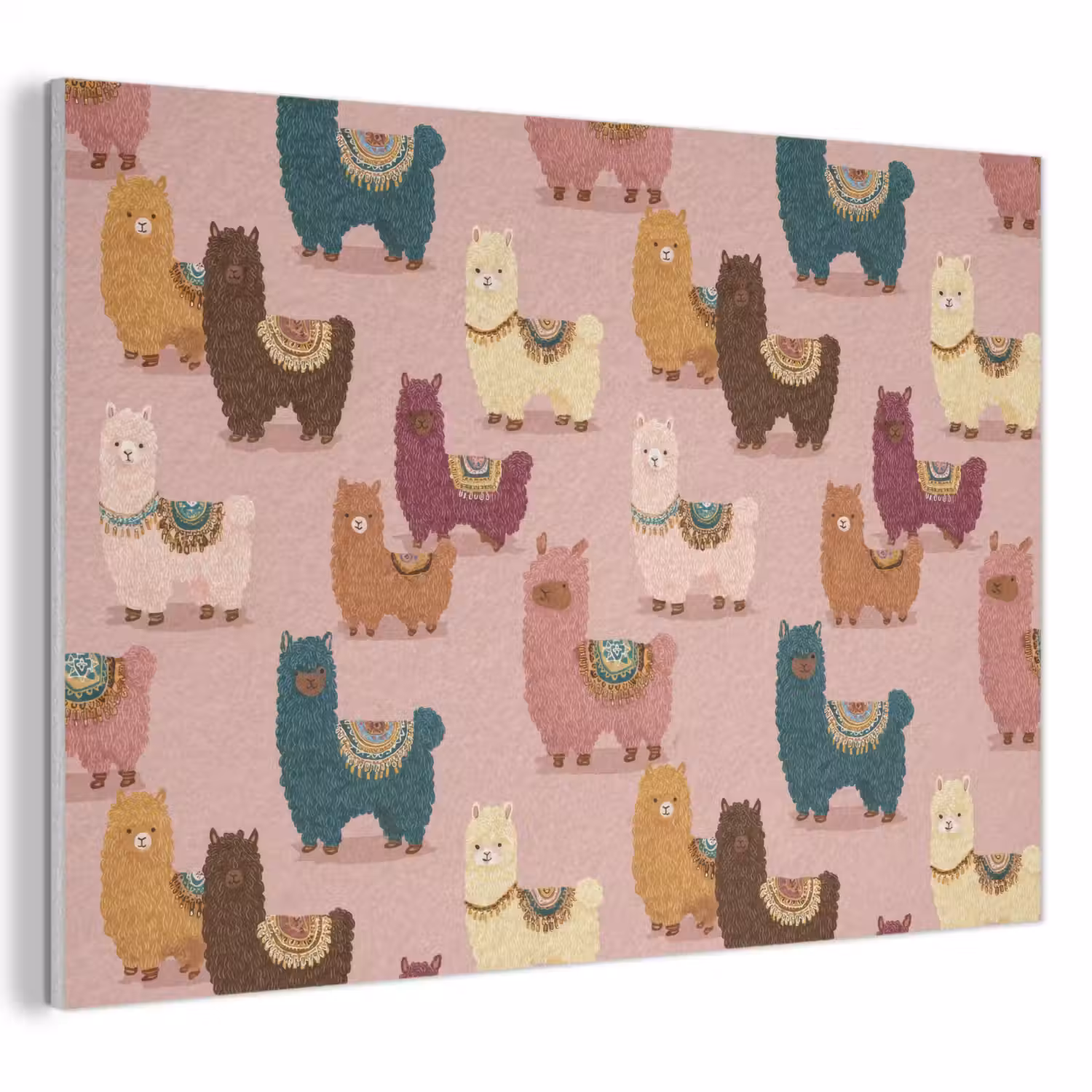 Alpaca's - Patroon - Kleurrijk PET vilt klein 837 -3d
