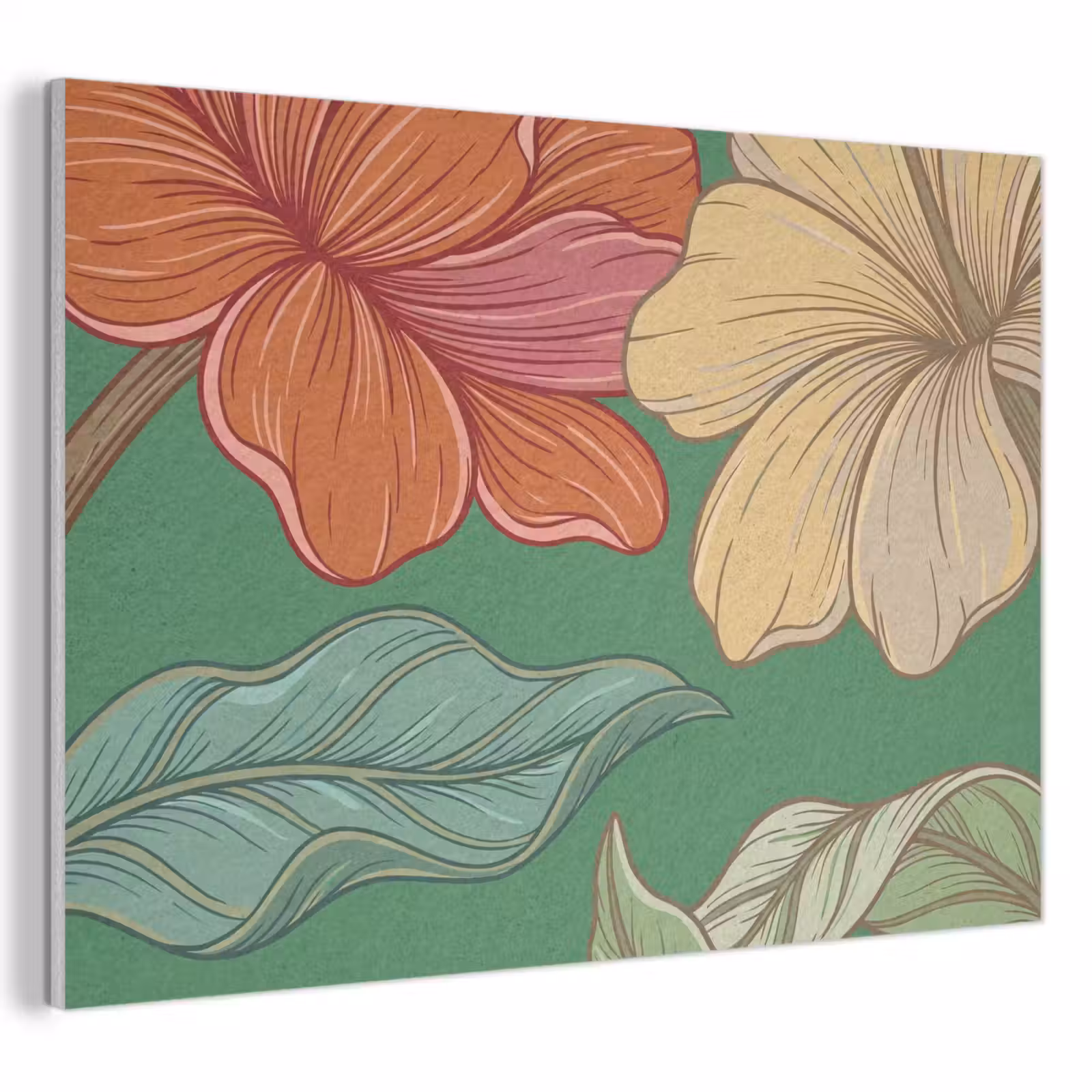 Akustikbild - Blumen – Grün – Illustration - Bloemen - Groen - Illustratie PET vilt klein