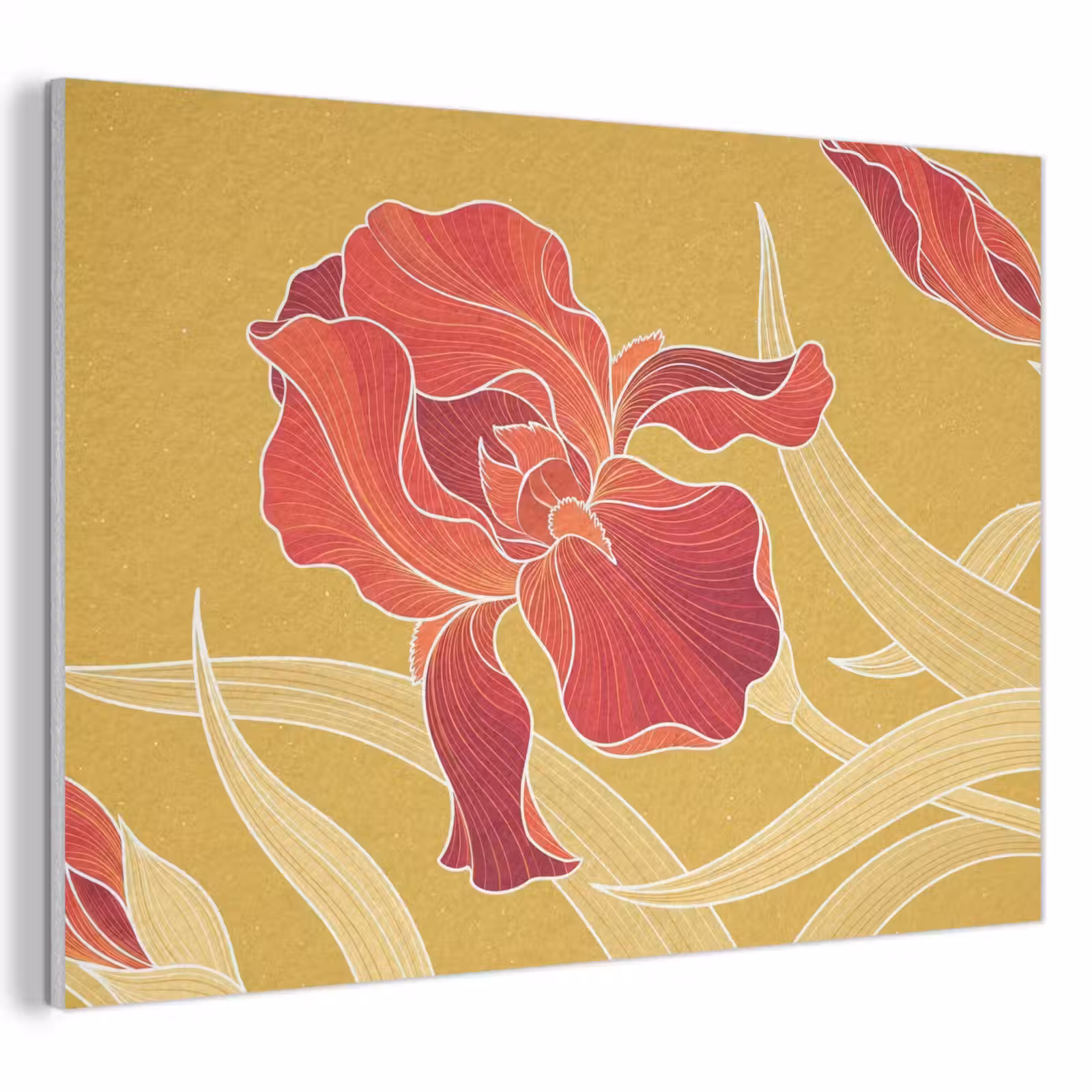 Akustikbild - Blumen – Illustration – Rot - Bloemen - Illustratie - Rood PET vilt klein