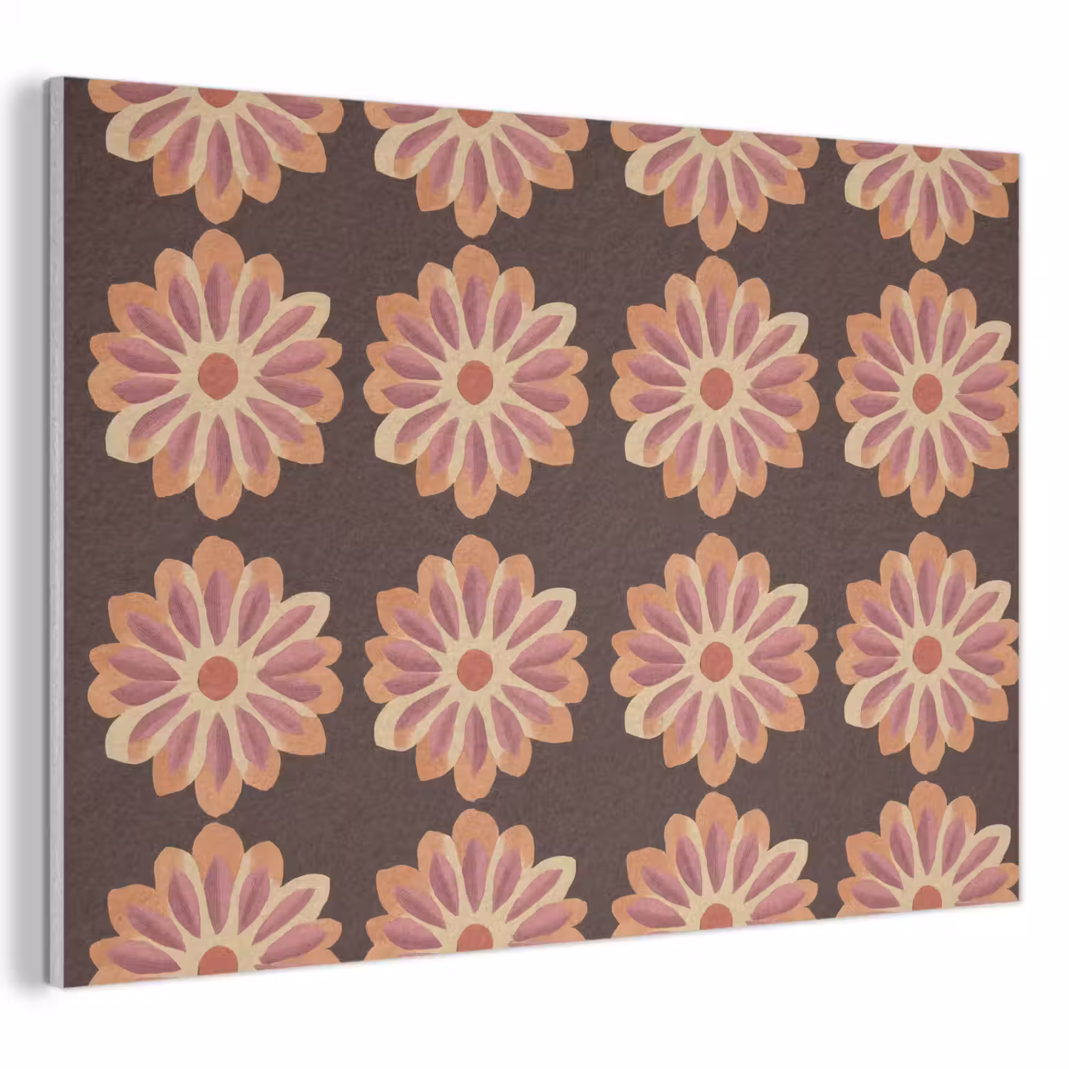 Bloemen - Patroon - Bruin PET vilt klein 837 -3d