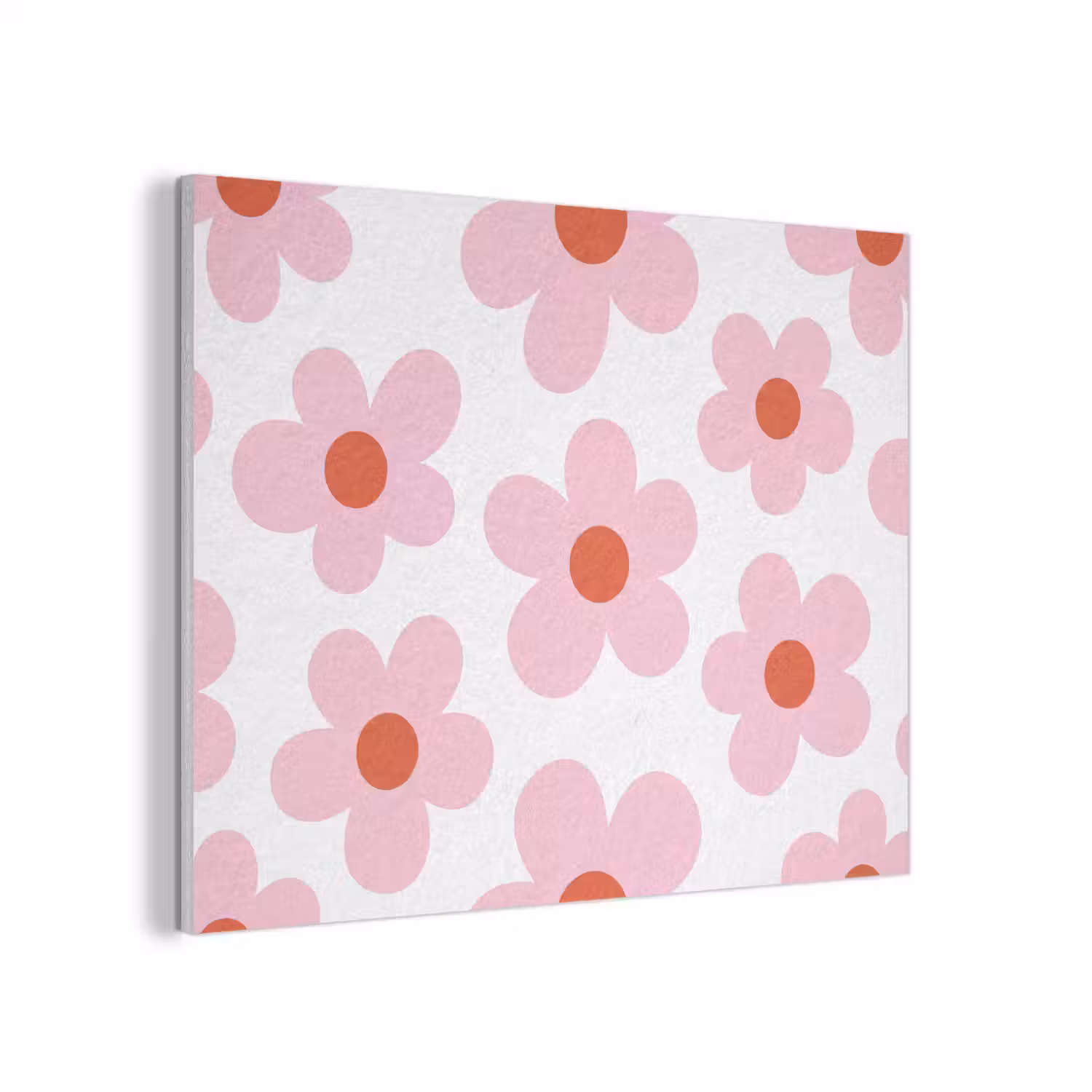 Bloemen - Patroon - Modern - Roze - Wit PET vilt klein -3d