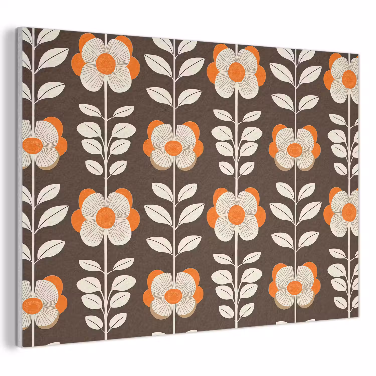 Bloemen - Retro - Bruin PET vilt klein 837 -3d