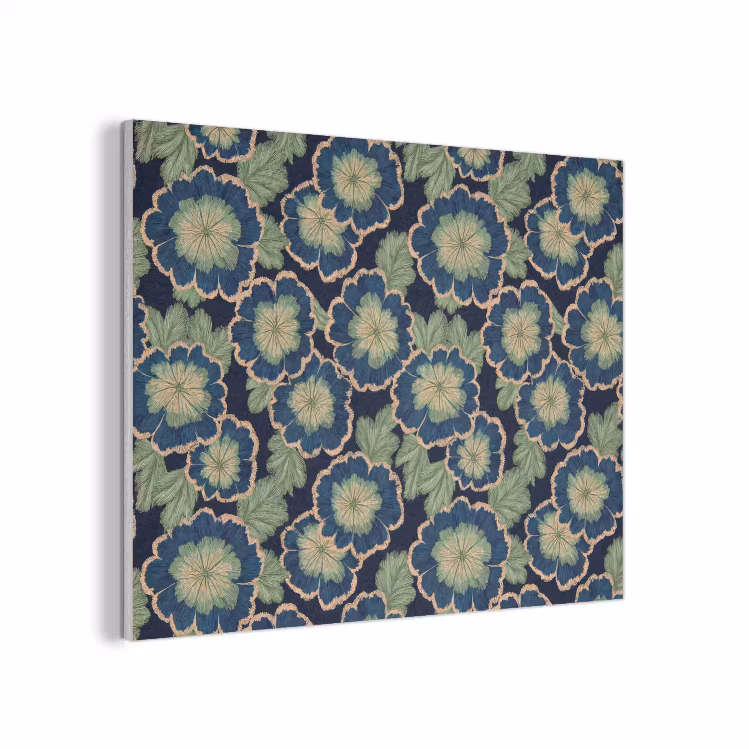 Bloemen - Borduurwerk - Patroon - Blauw - Groen PET vilt klein 837 -3d