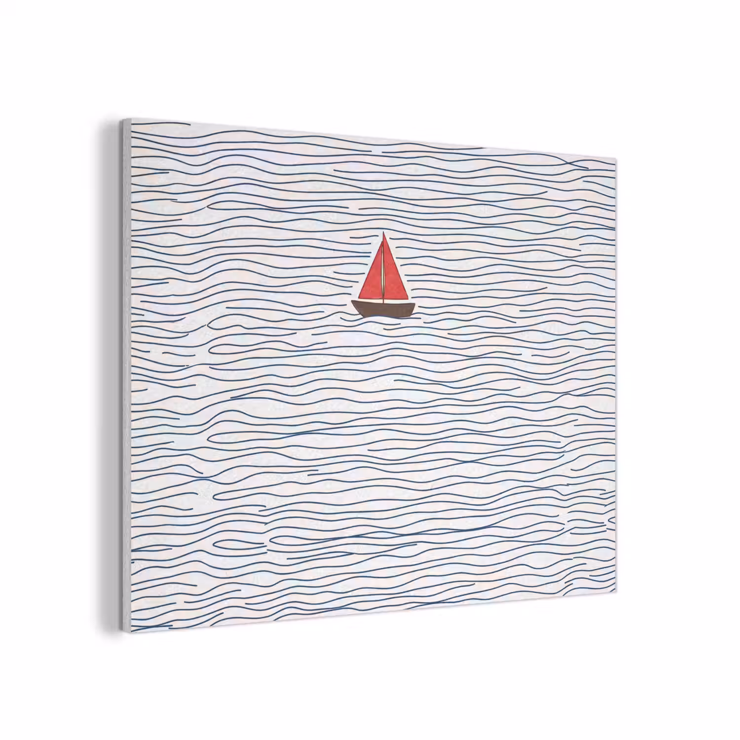 Boot - Water - Rood - Illustratie - Minimalistisch PET vilt klein -3d