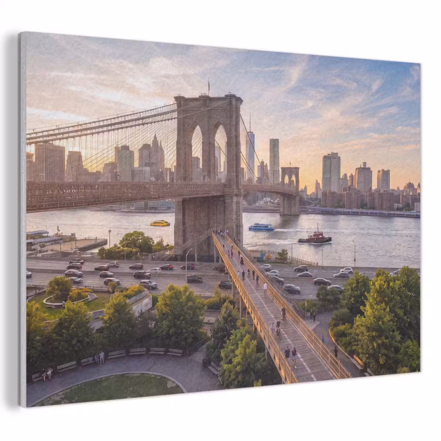 Brug - Rivier - Stad - Zonsondergang - Architectuur PET vilt klein -3d