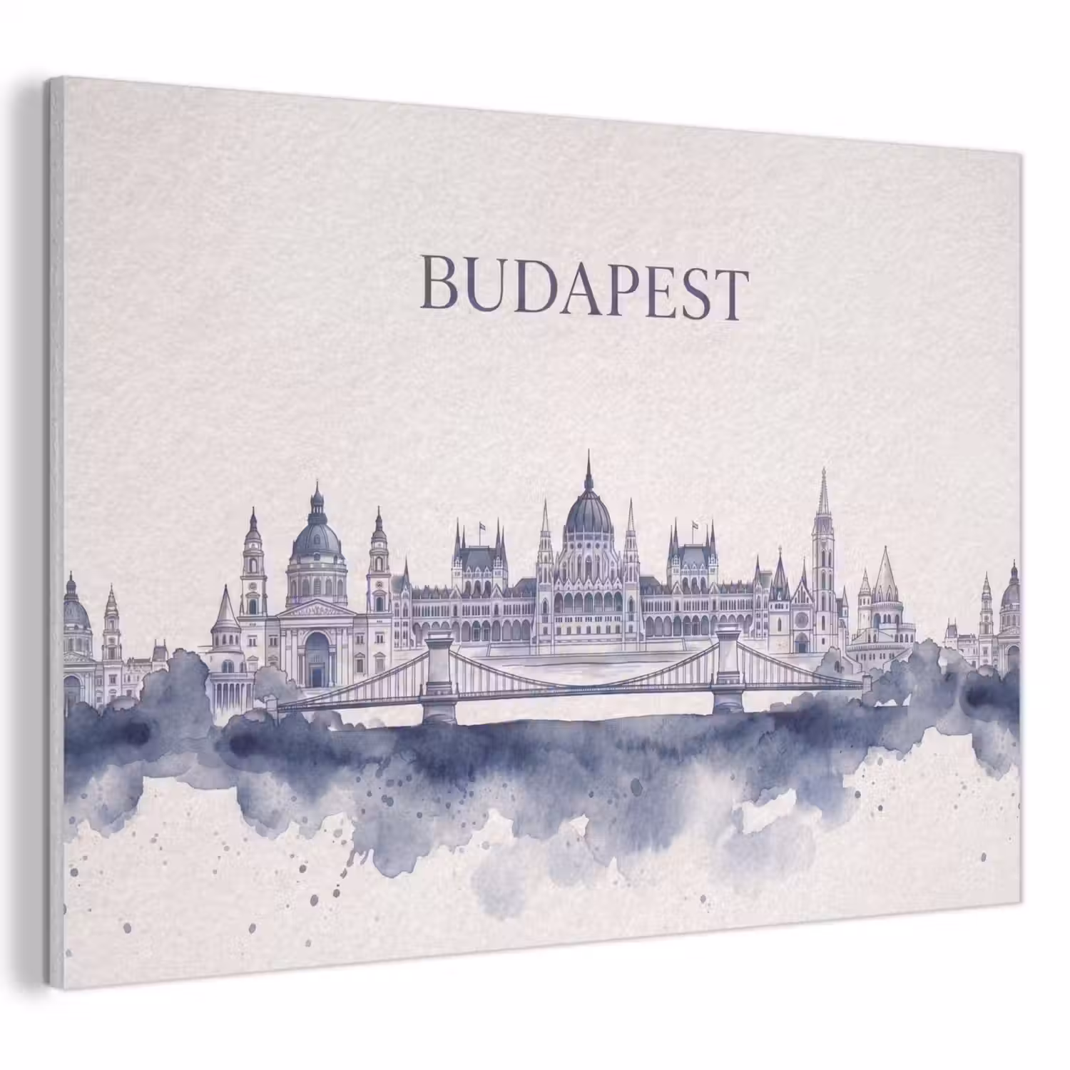 Boedapest - Skyline - Architectuur - Aquarel - Blauw PET vilt klein -3d
