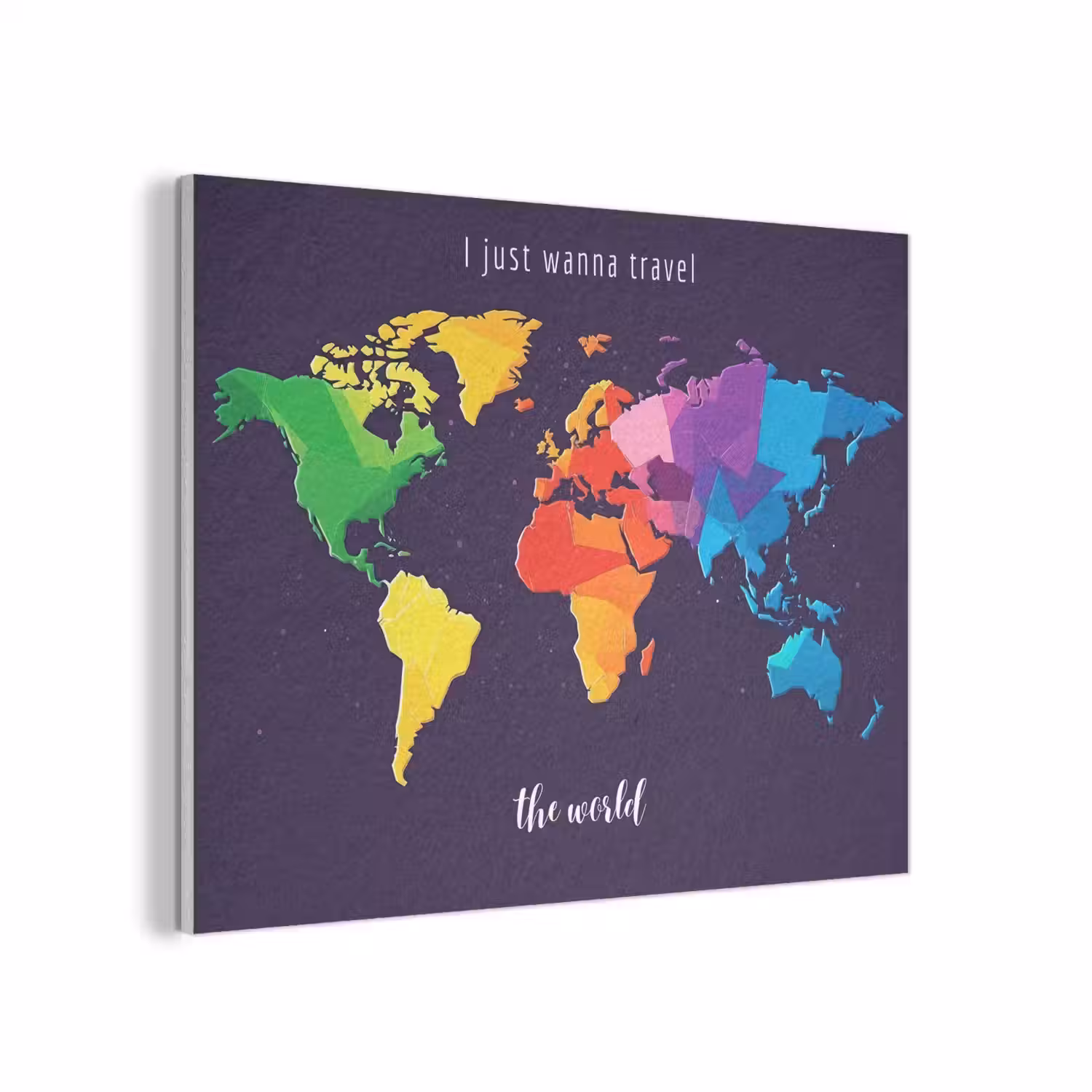 Kleurrijk - Wereldkaart - Travel - Quote PET vilt klein -3d