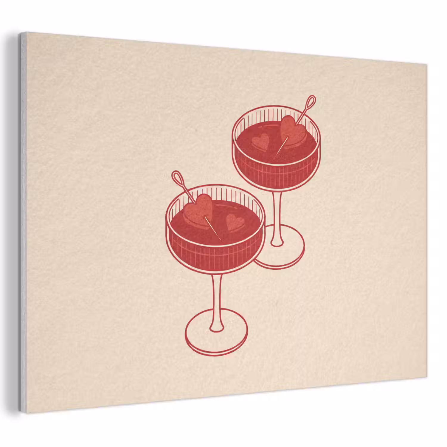 Cocktail - Hartjes - Liefde - Illustratie - Rood PET vilt klein -3d