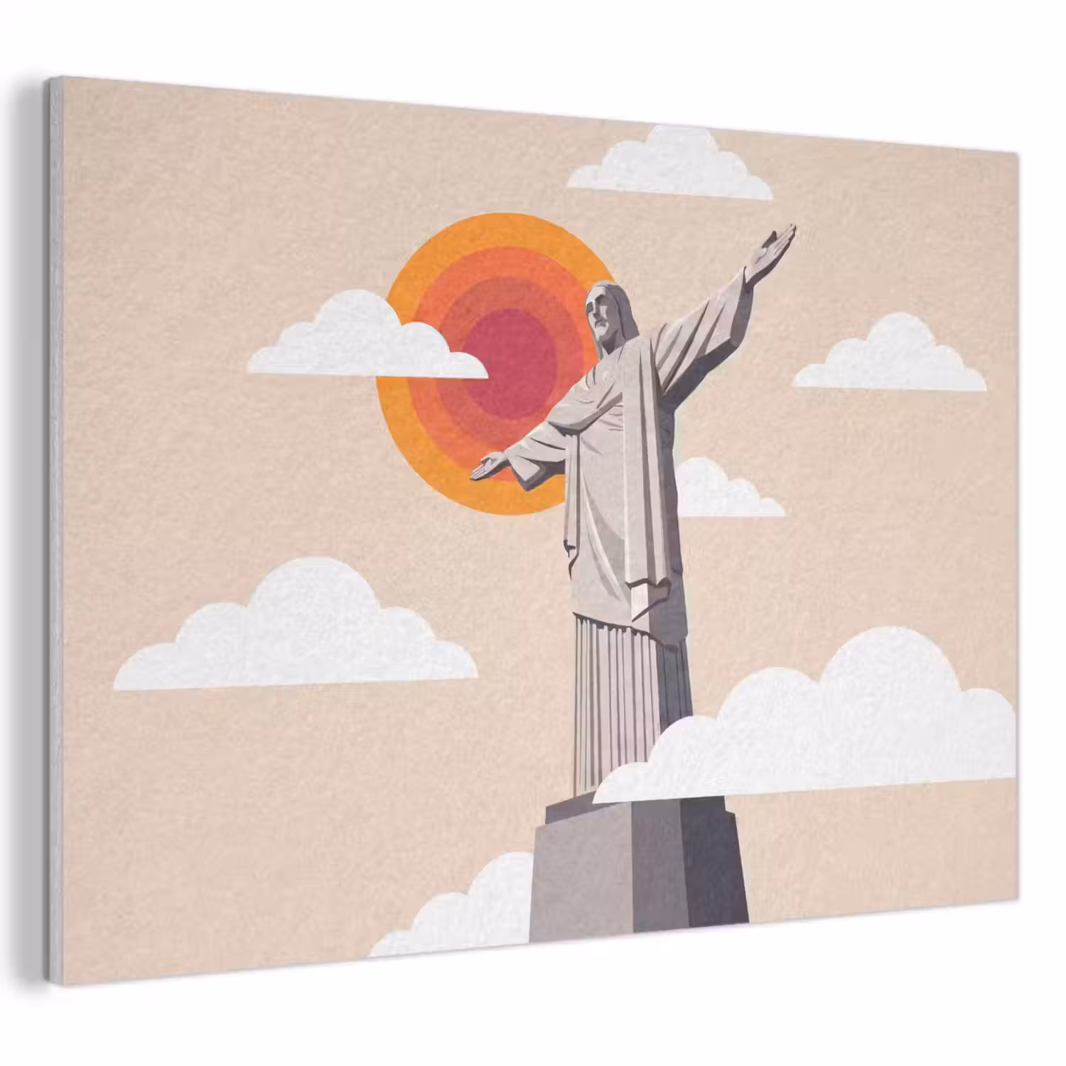 Monument - Stad - Zonsondergang - Minimalistisch - Oranje PET vilt klein -3d