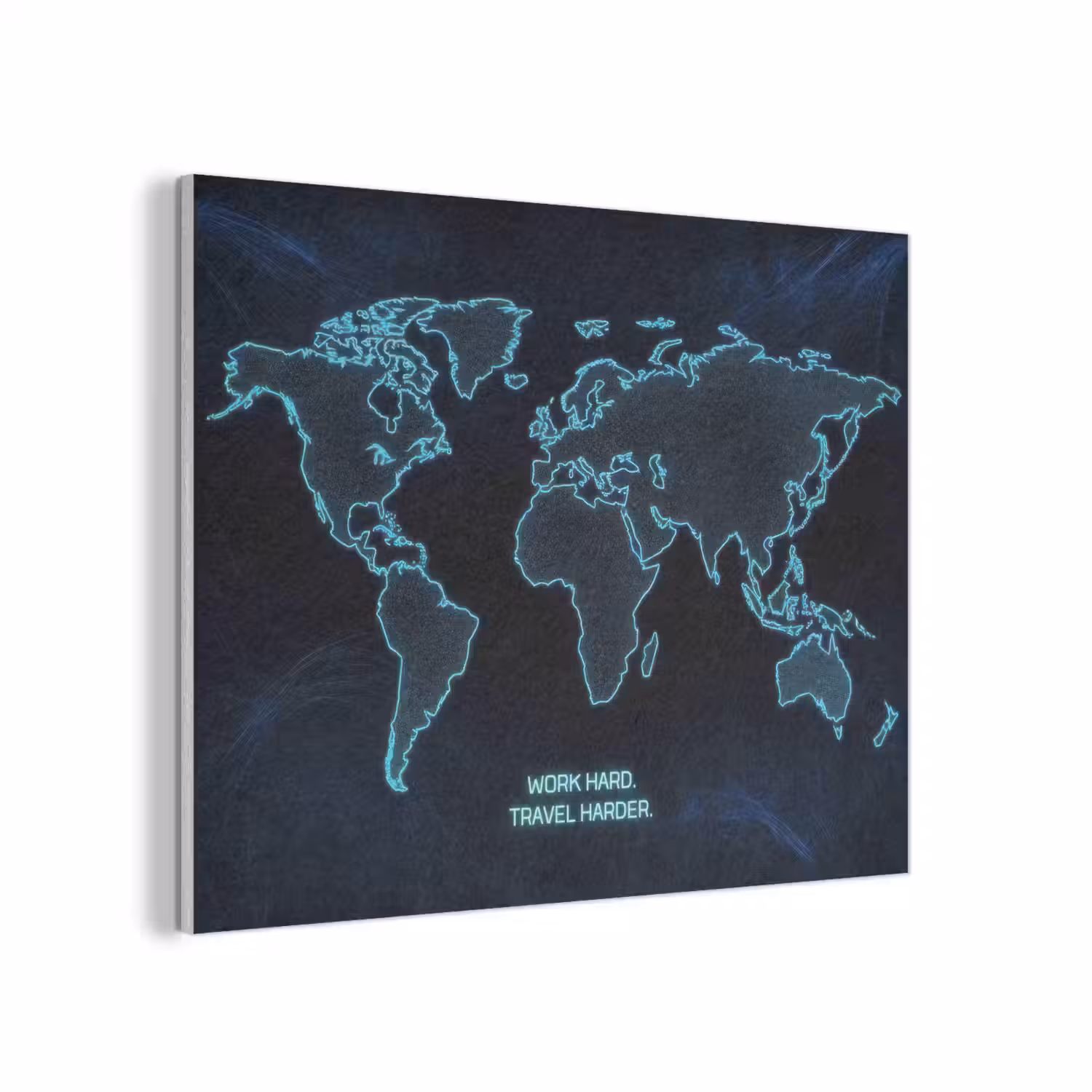 Digitaal - Wereldkaart - Blauw - Quote PET vilt klein -3d