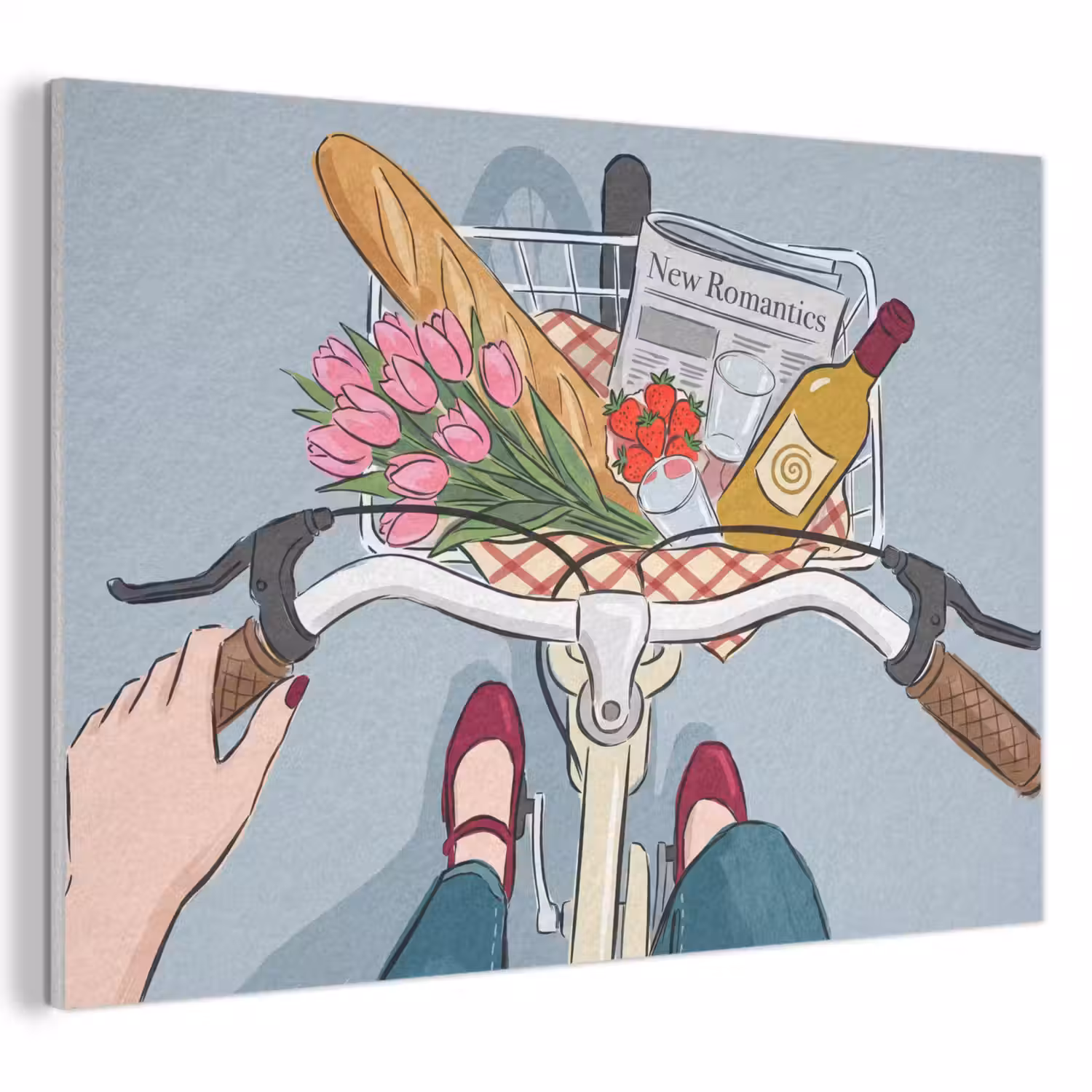 Fiets - Picknick - Zomer - Illustratie PET vilt klein -3d