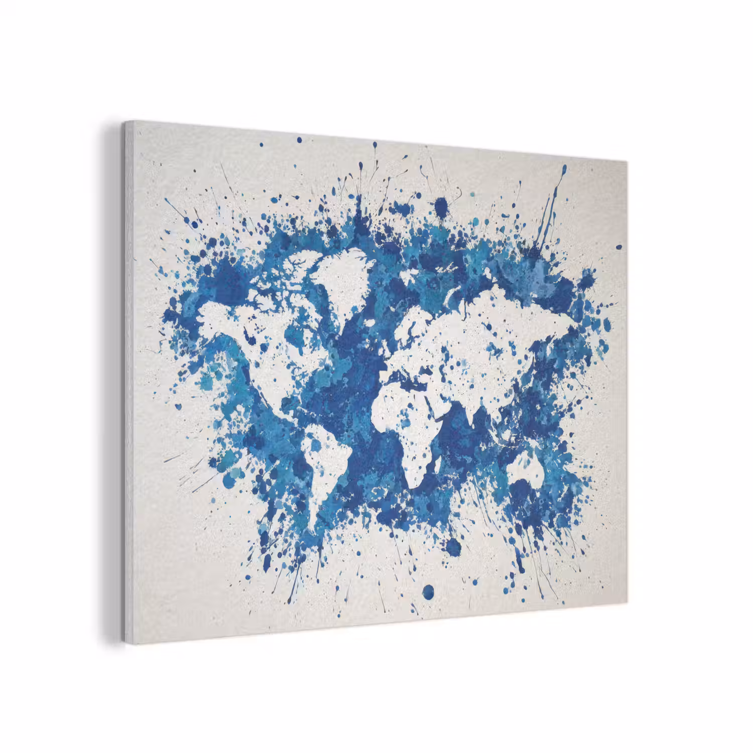 Verfspatten - Blauw - Wereldkaart PET vilt klein -3d