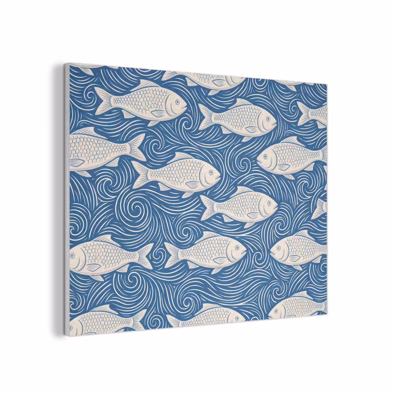 Vis - Water - Patroon - Grafisch - Blauw PET vilt klein -3d