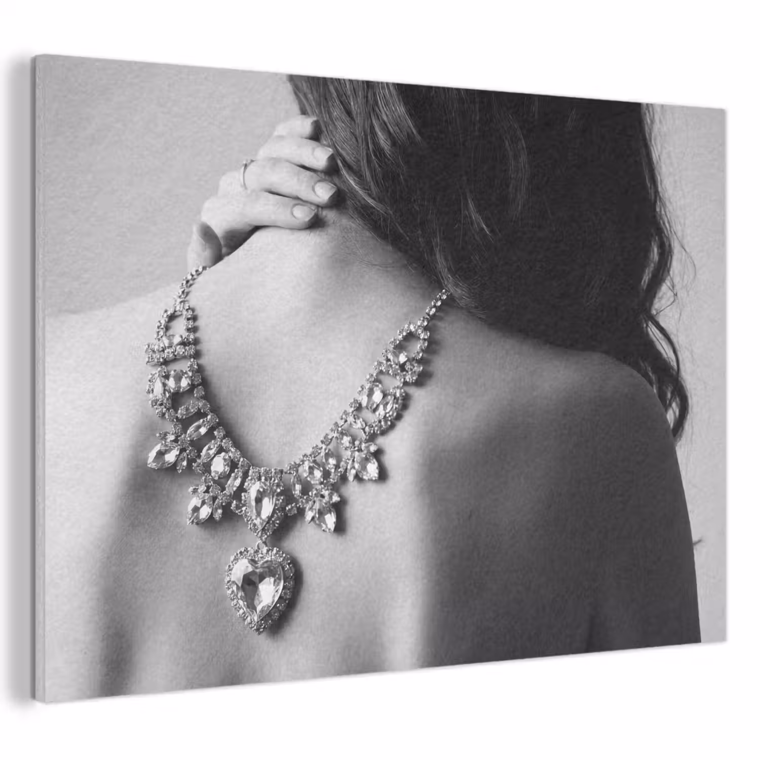 Vrouw - Ketting - Fashion - Zwart - Wit PET vilt klein -3d
