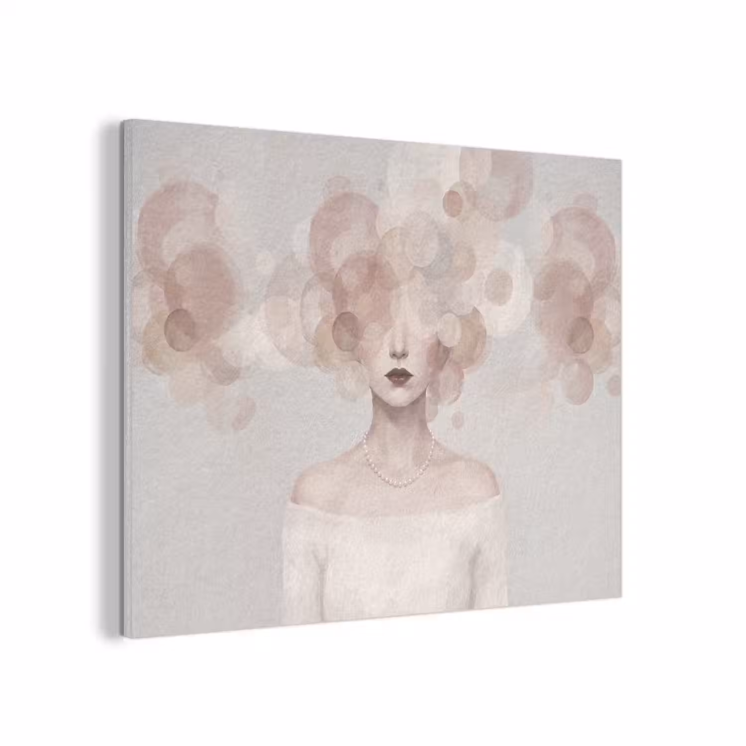 Vrouw - Cirkels - Beige PET vilt klein -3d