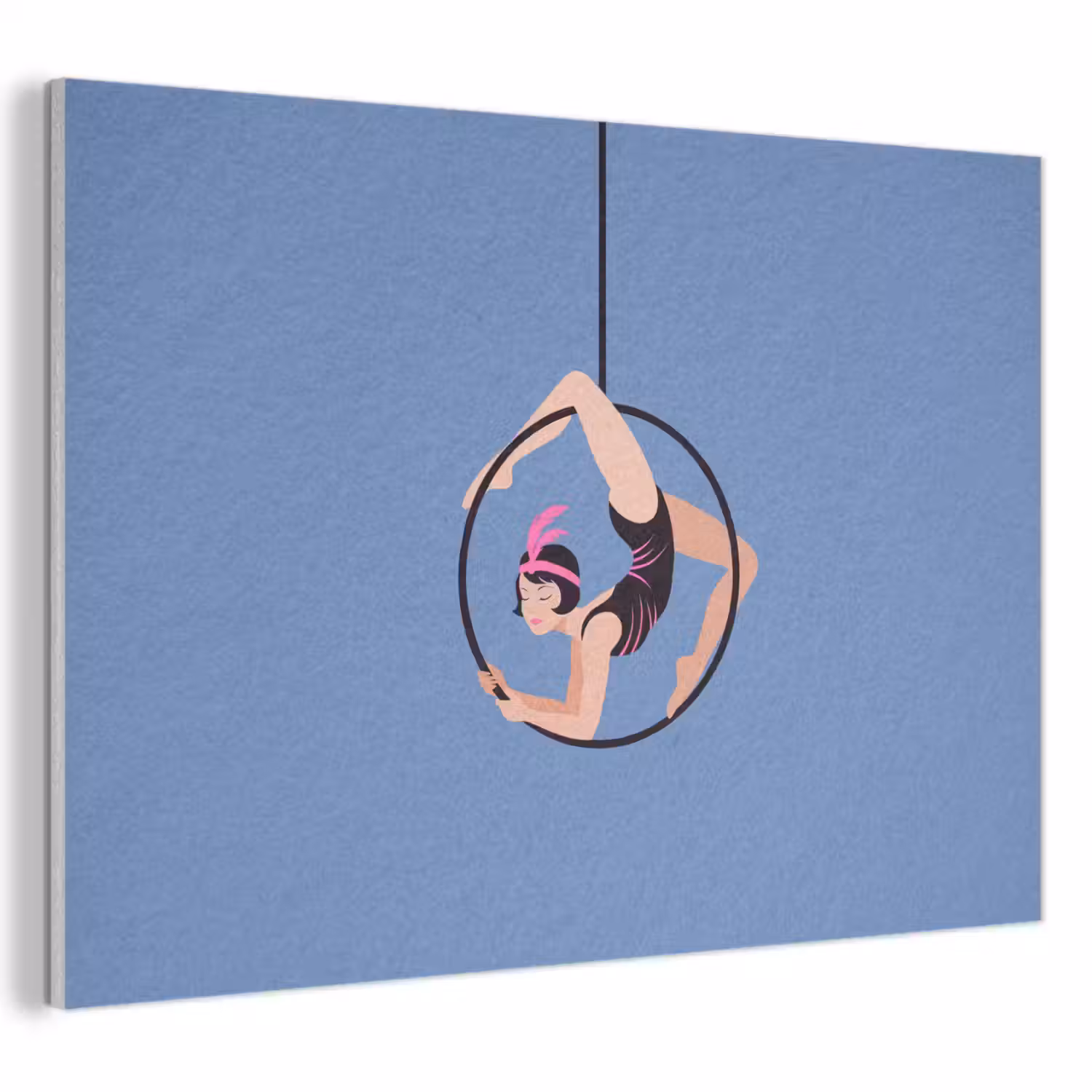 Vrouw - Aerial hoop - Art deco - Illustratie - Blauw PET vilt klein -3d