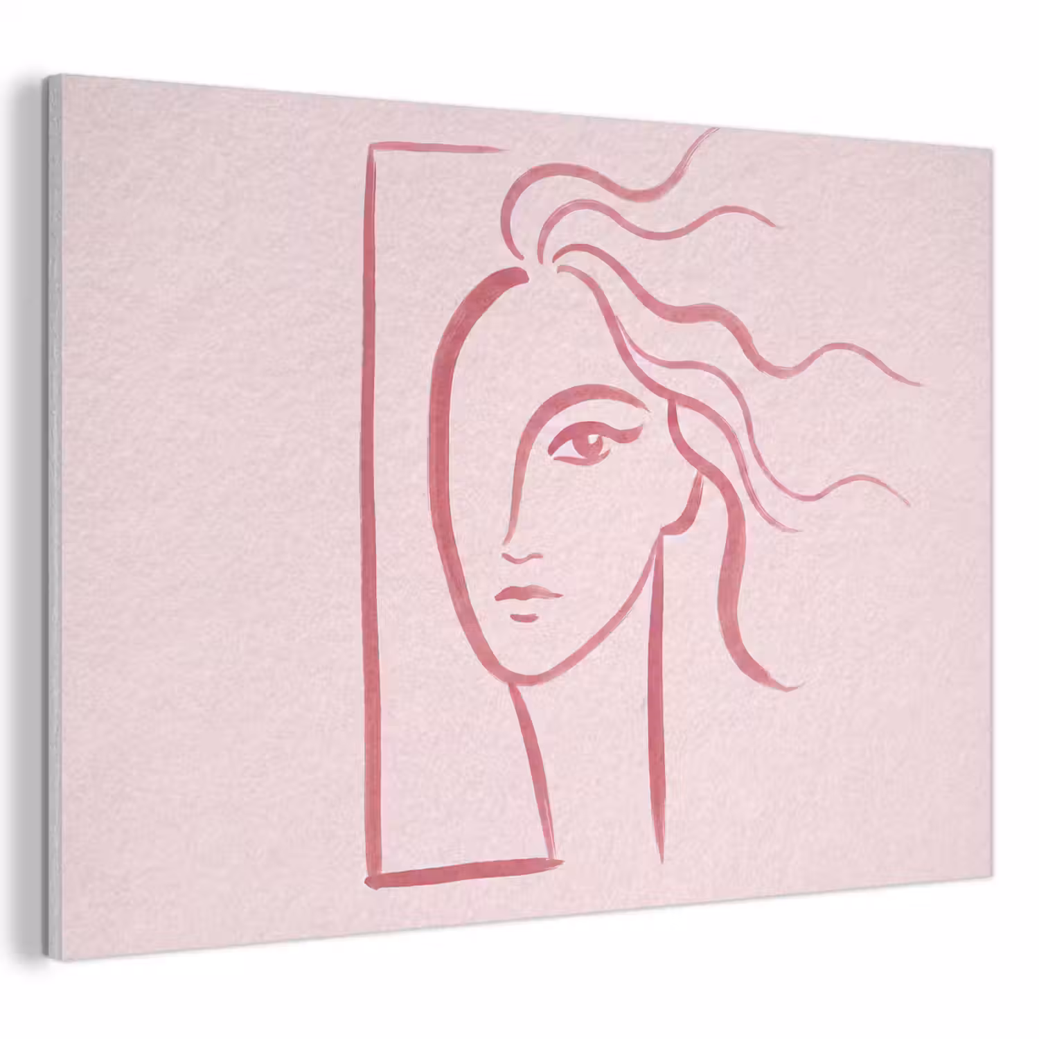 Vrouw - Portret - Abstract - Lijnkunst - Rood PET vilt klein -3d
