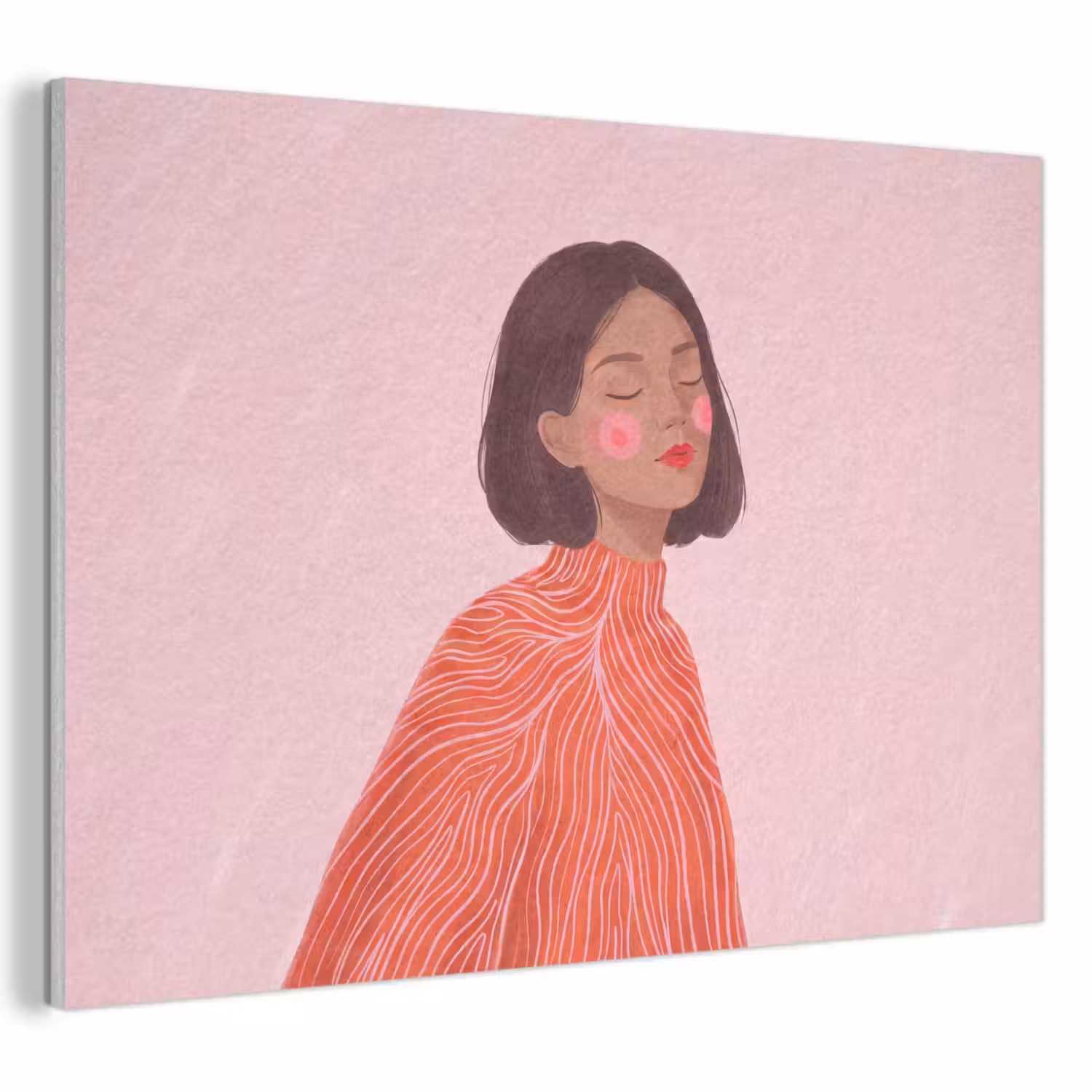 Vrouw - Portret - Modern - Kunst - Roze PET vilt klein -3d
