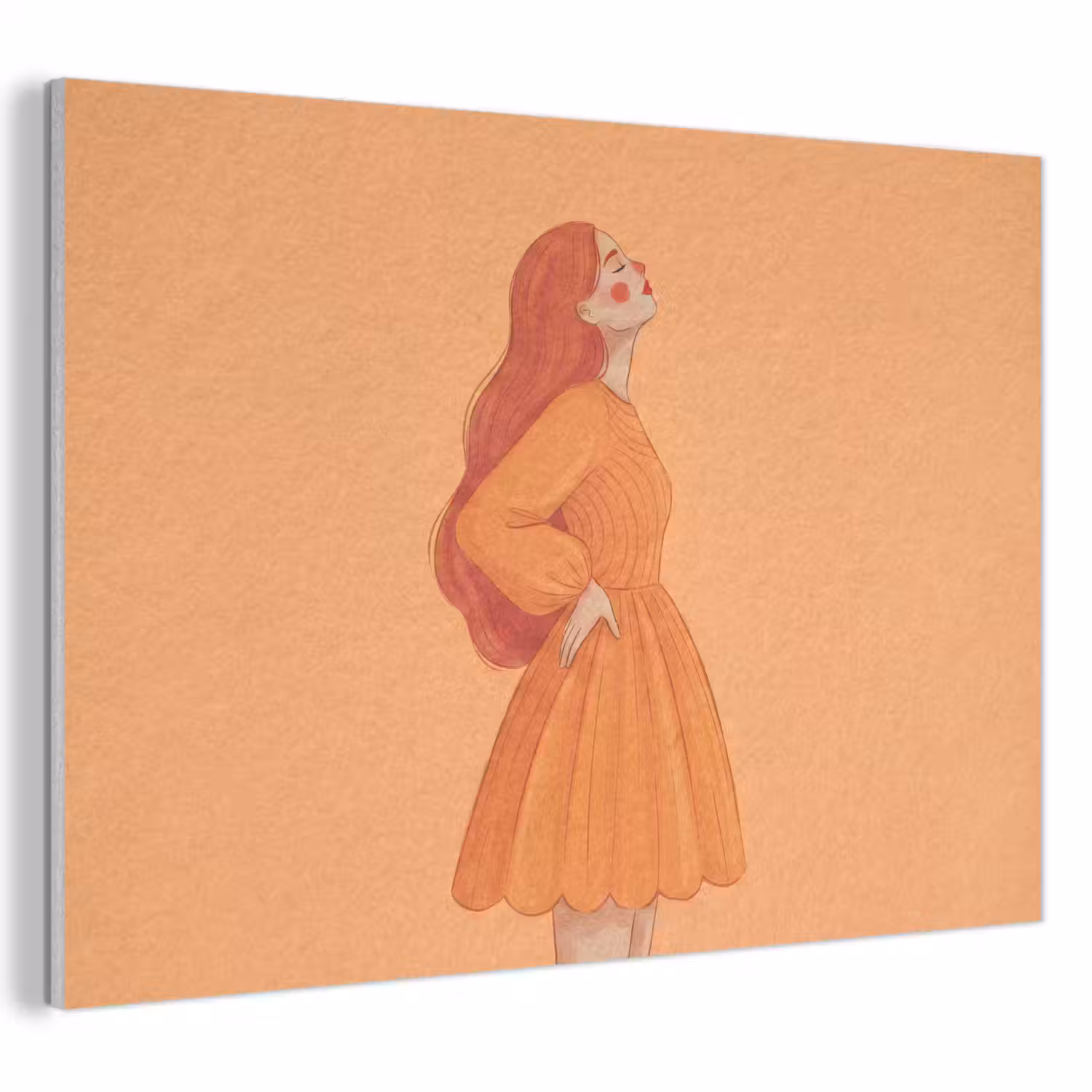 Vrouw - Profiel - Mensen - Modern - Oranje PET vilt klein -3d