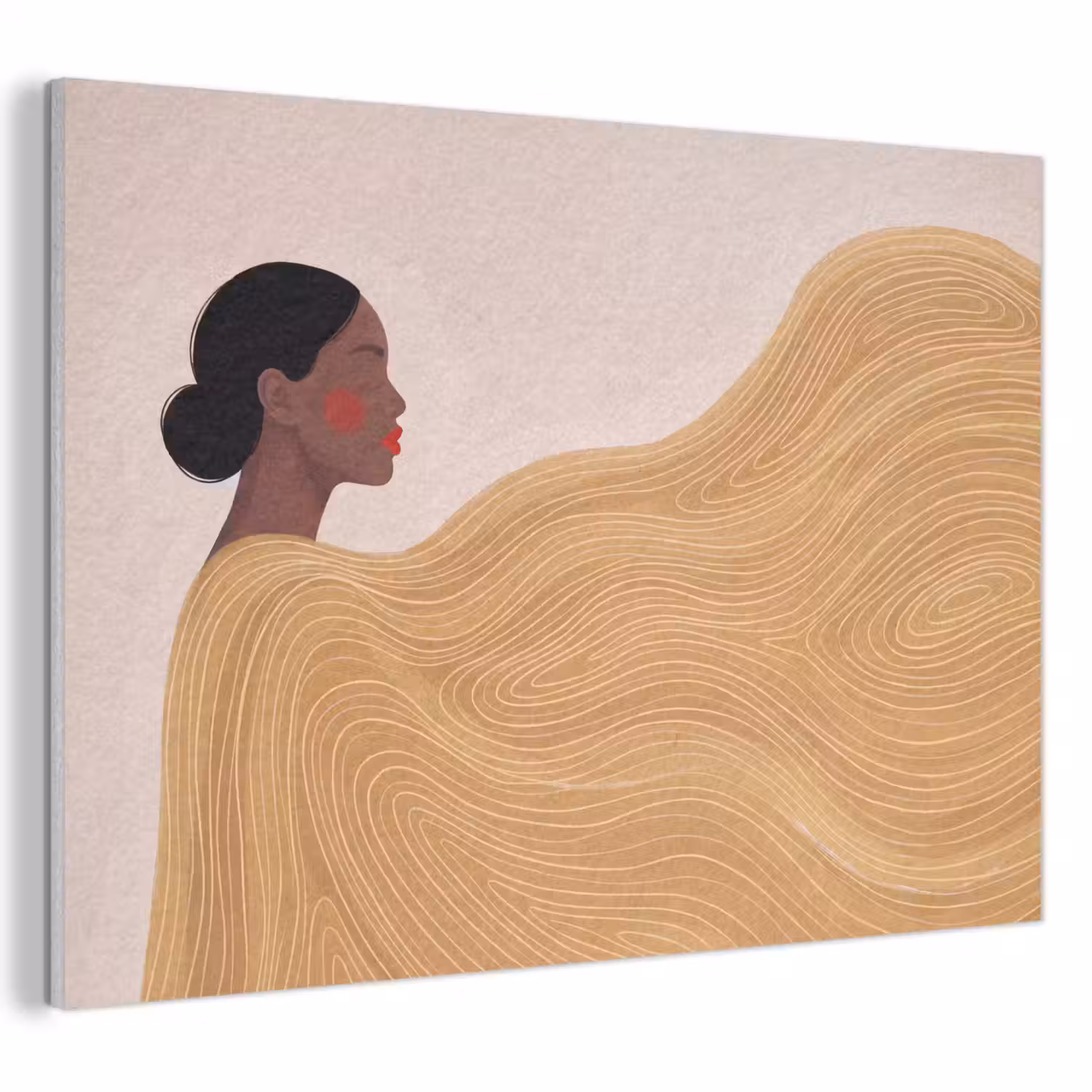 Vrouw - Profiel - Modern - Abstract - Kunst PET vilt klein -3d