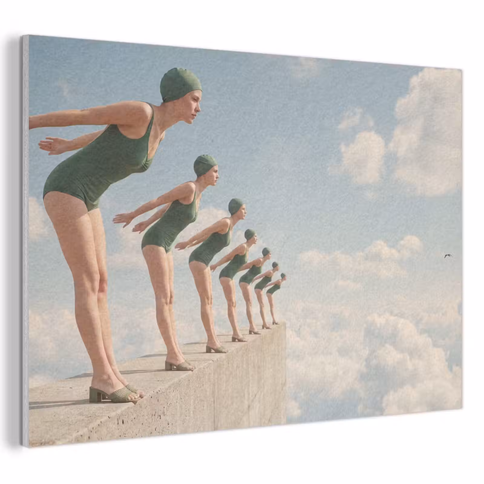Akustikbild - Frauen – Tauchhaltung – Wolken - Vrouwen - Duikhouding - Wolken PET vilt klein