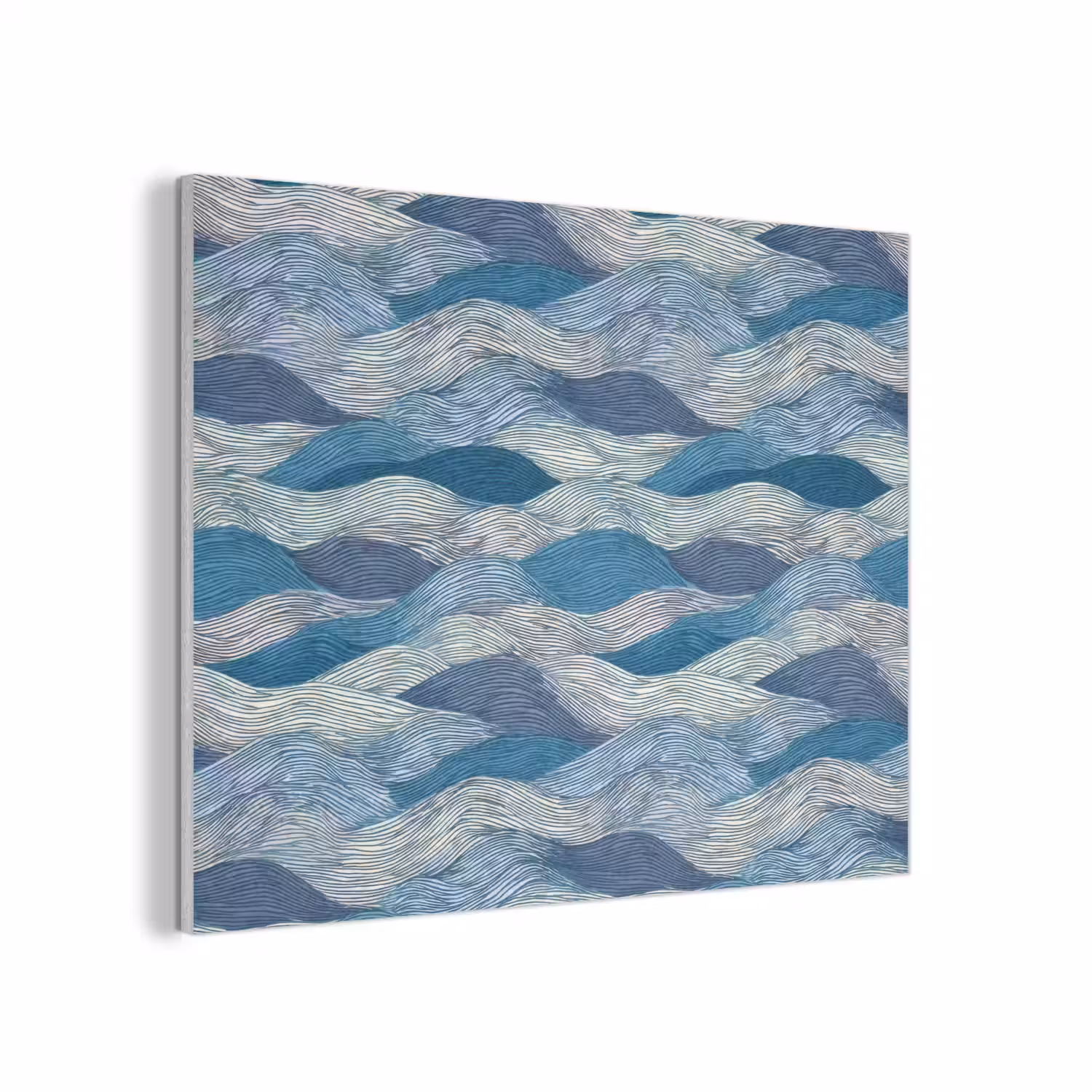 Getekend - Blauw - Wit - Golvend - Streepjes PET vilt klein 837 -3d