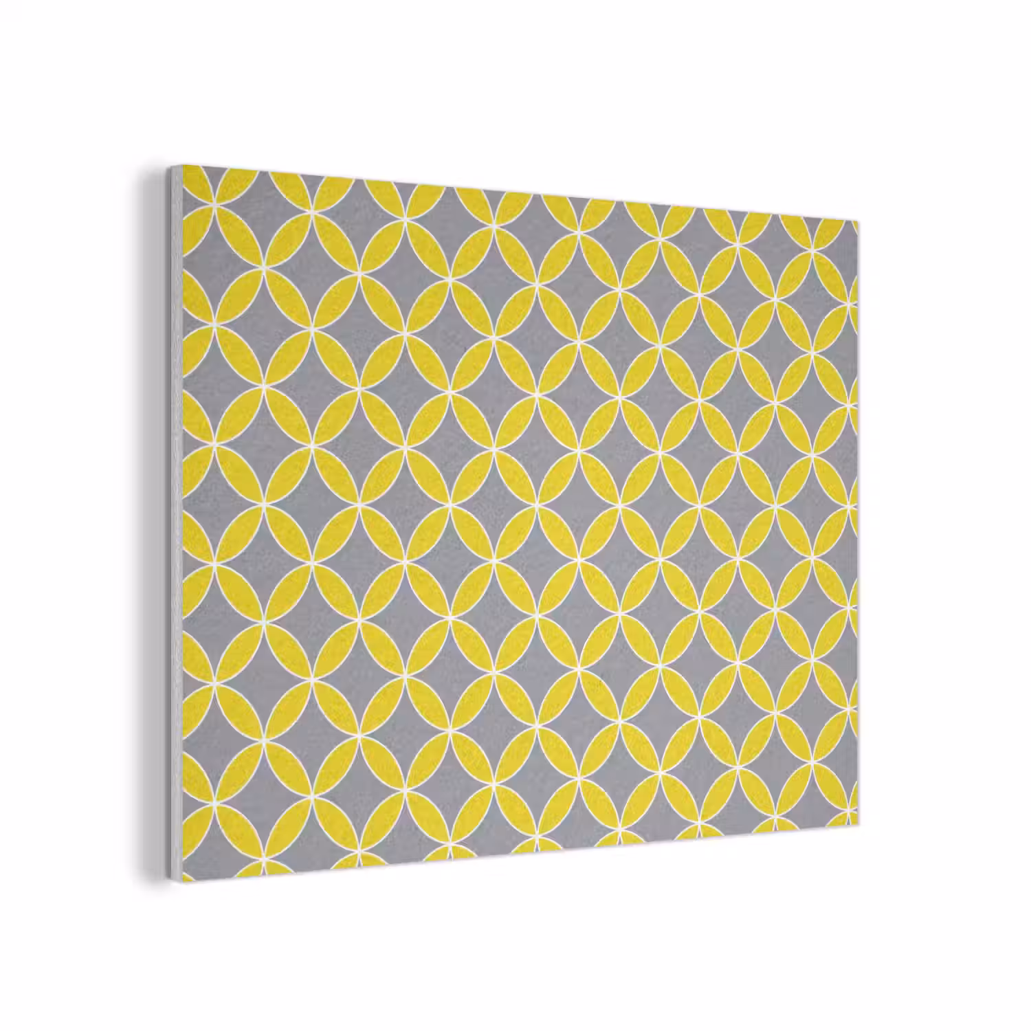 Geometrisch - Cirkels - Modern - Grijs - Geel PET vilt klein 837 -3d
