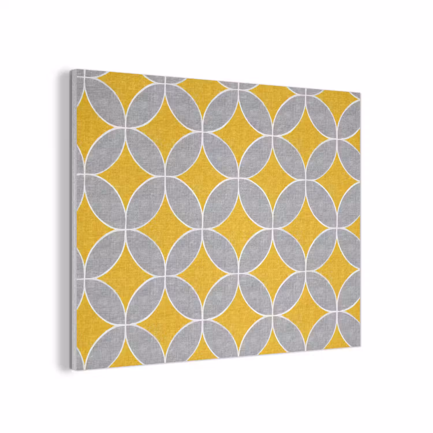 Geometrisch - Cirkels - Textuur - Grijs - Geel PET vilt klein 837 -3d
