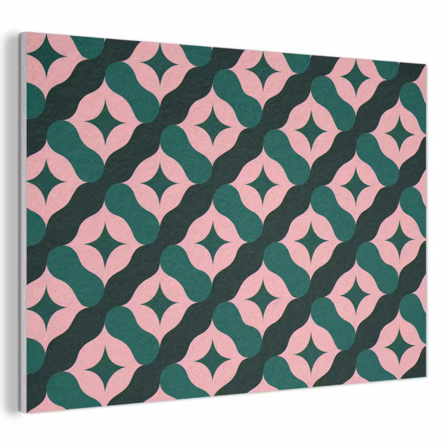 Groen - Roze - Retro - Sterren PET vilt klein 837 -3d