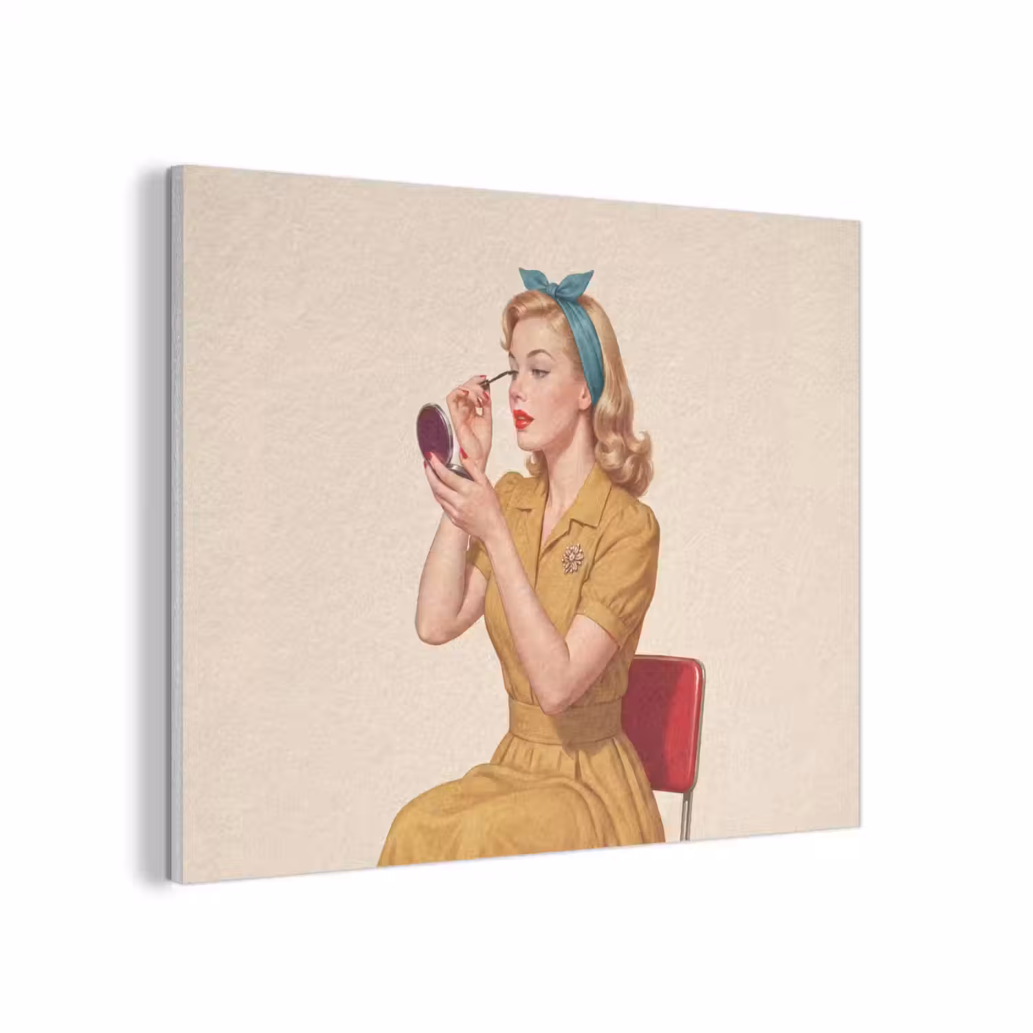 Illustratie - Mascara - Vrouw - Geel PET vilt klein -3d