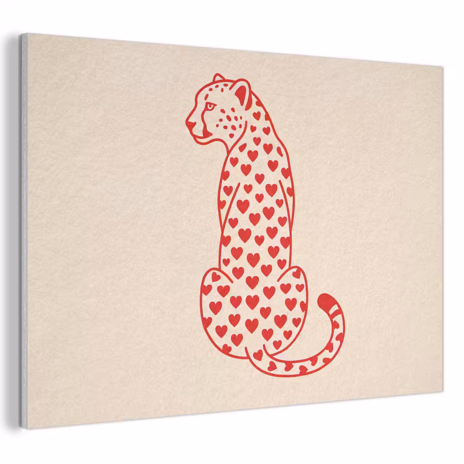 Kat - Harten - Dieren - Modern - Rood PET vilt klein -3d