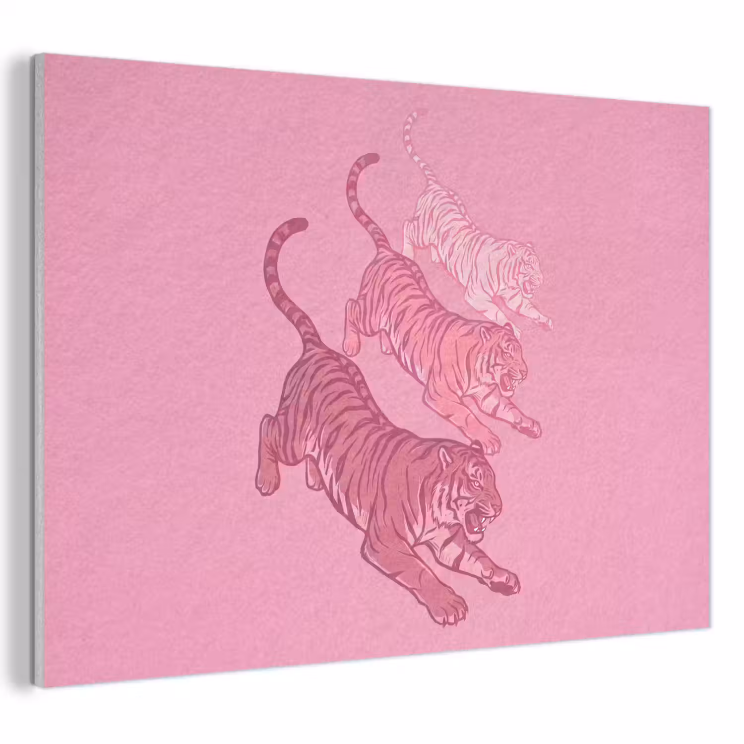 Kat - Springend - Dieren - Roze - Modern PET vilt klein -3d