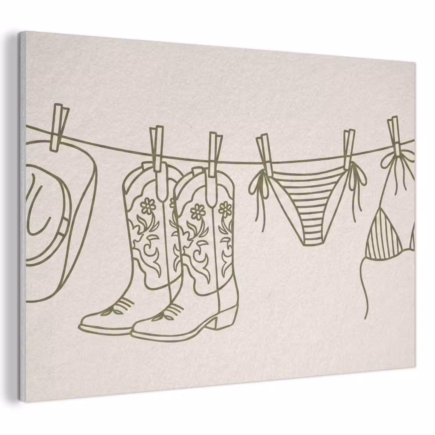 Kleding - Waslijn - Zomer - Lijntekening - Groen PET vilt klein -3d