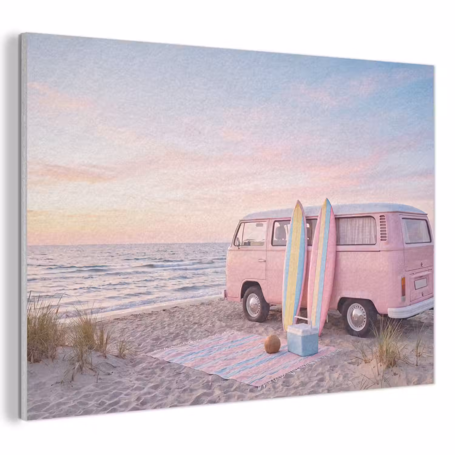Busje - Strand - Surfplank - Zomer - Roze PET vilt klein -3d