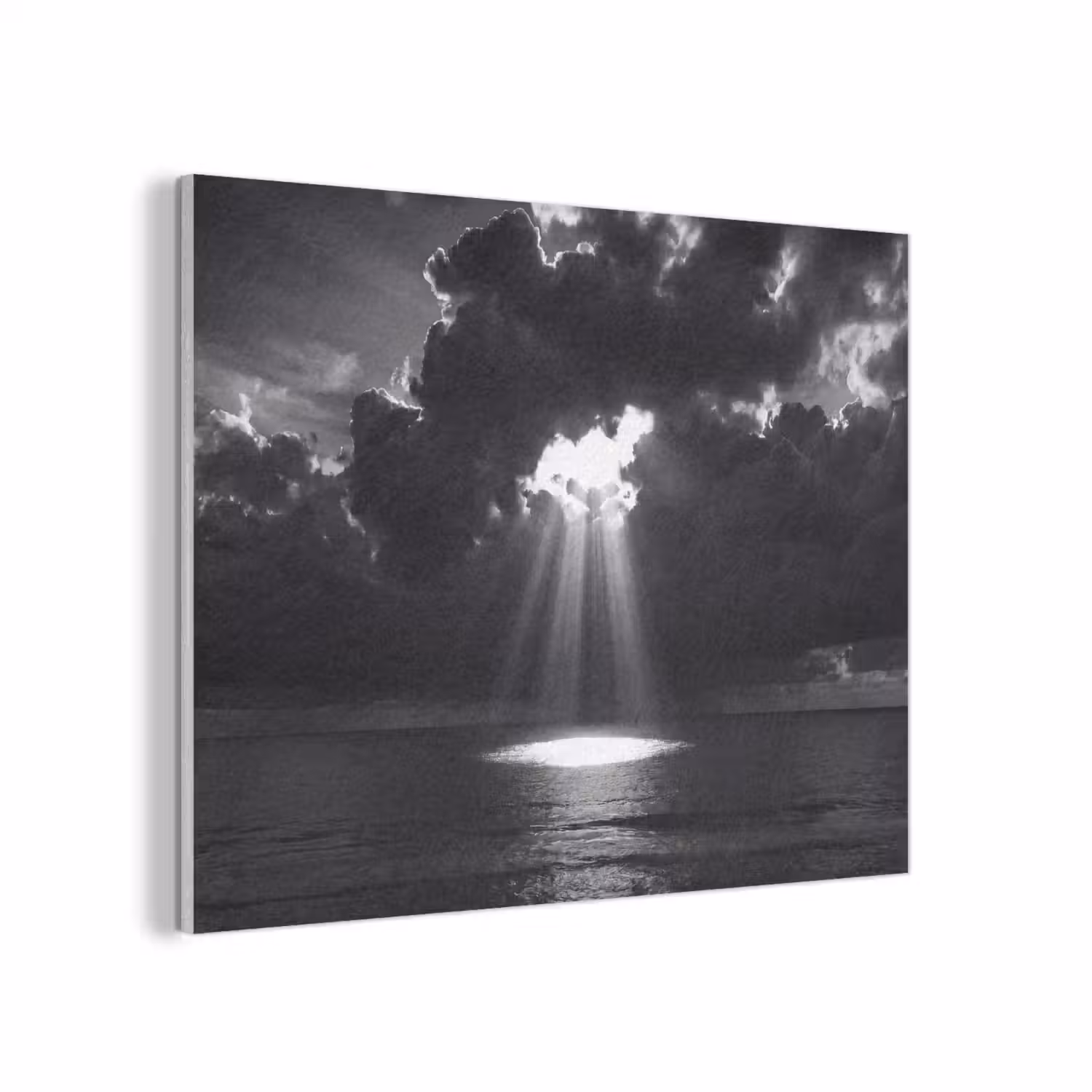 Licht - Wolken - Zee - Zwart-wit - Natuur PET vilt klein -3d