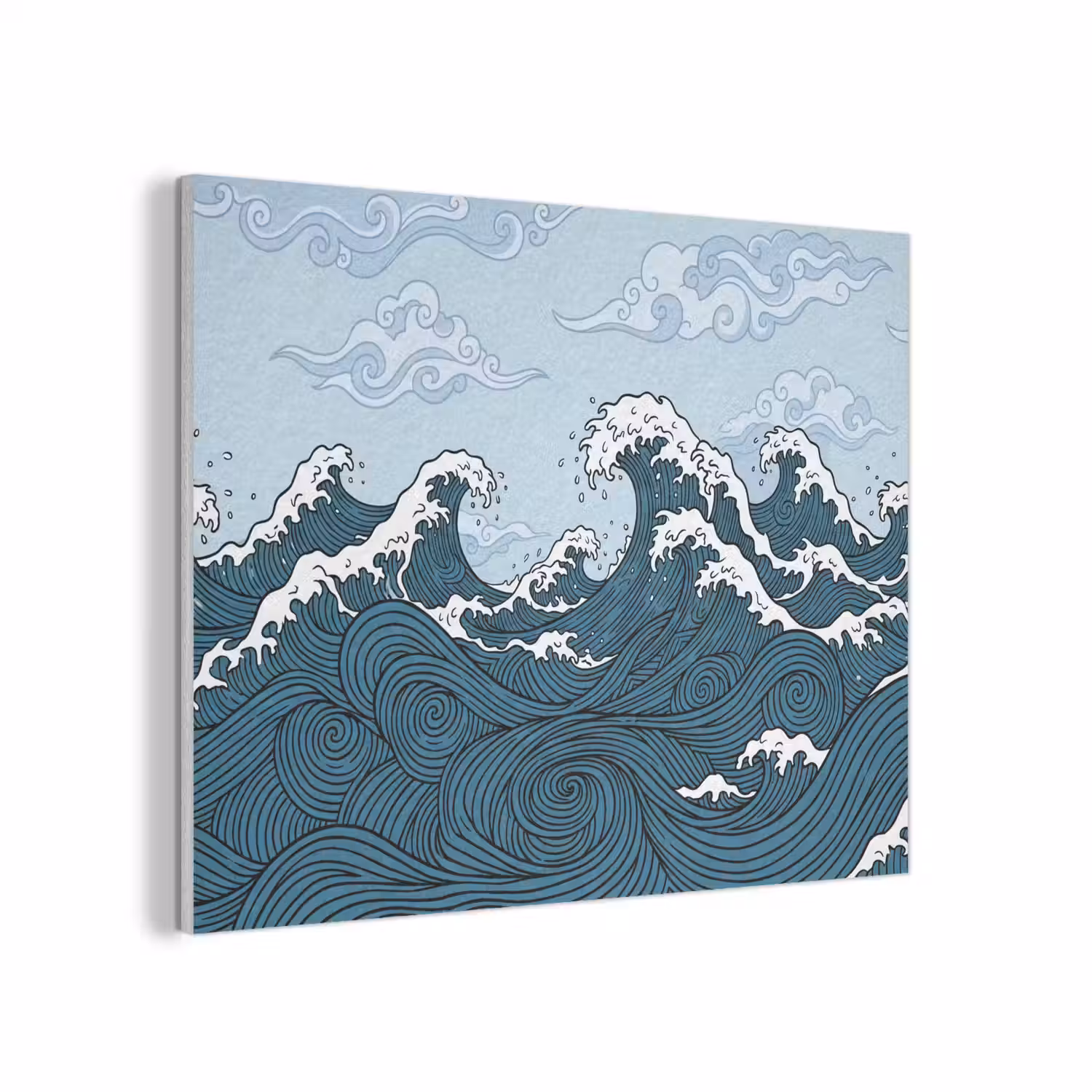 Zee - Golven - Japans - Natuur - Blauw PET vilt klein -3d